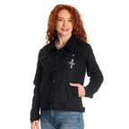 Imagen del producto Chaqueta vaquera negra con escudo de Dumbledore - Animales fantásticos