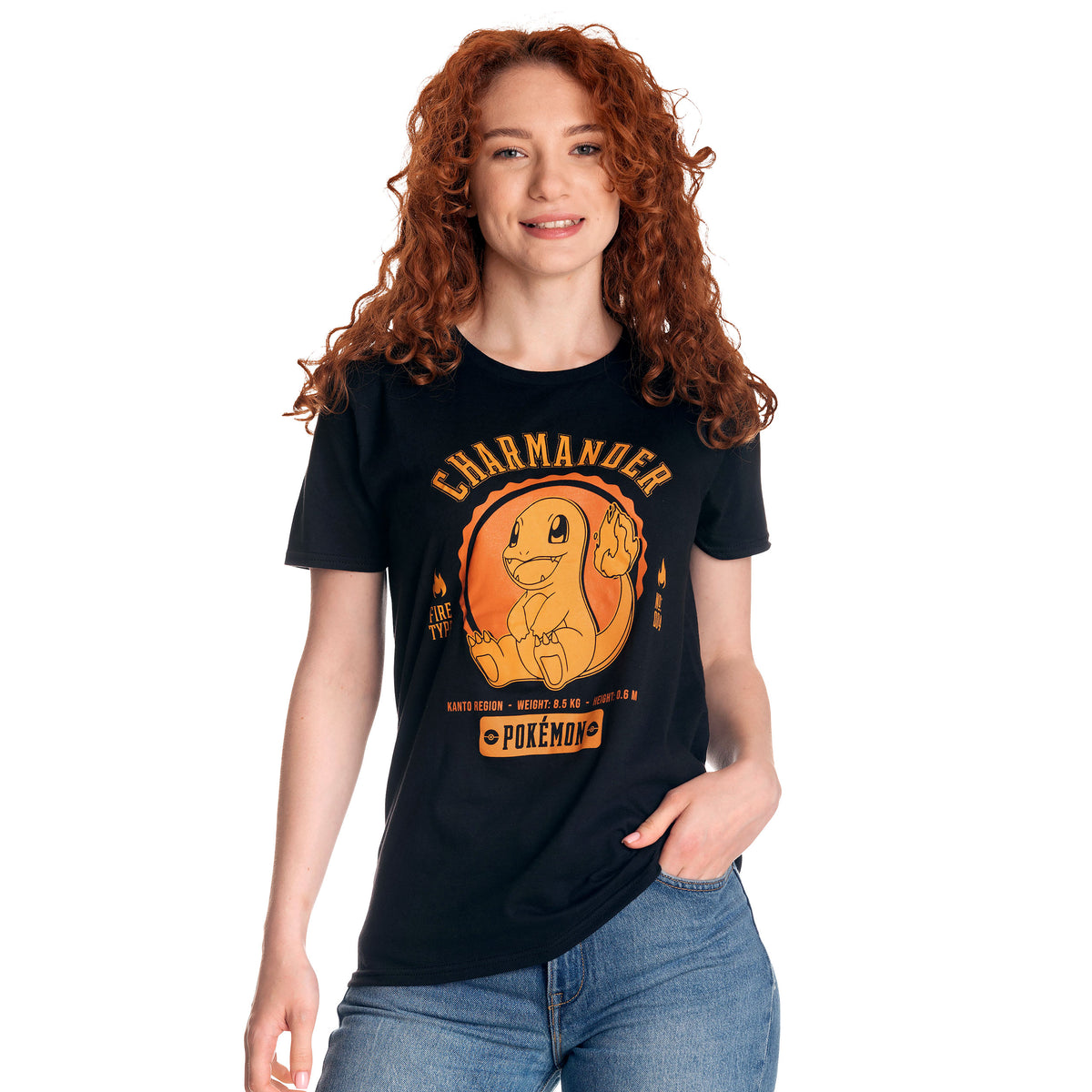 Imagen del producto Pokemon - Camiseta universitaria de Charmander negra