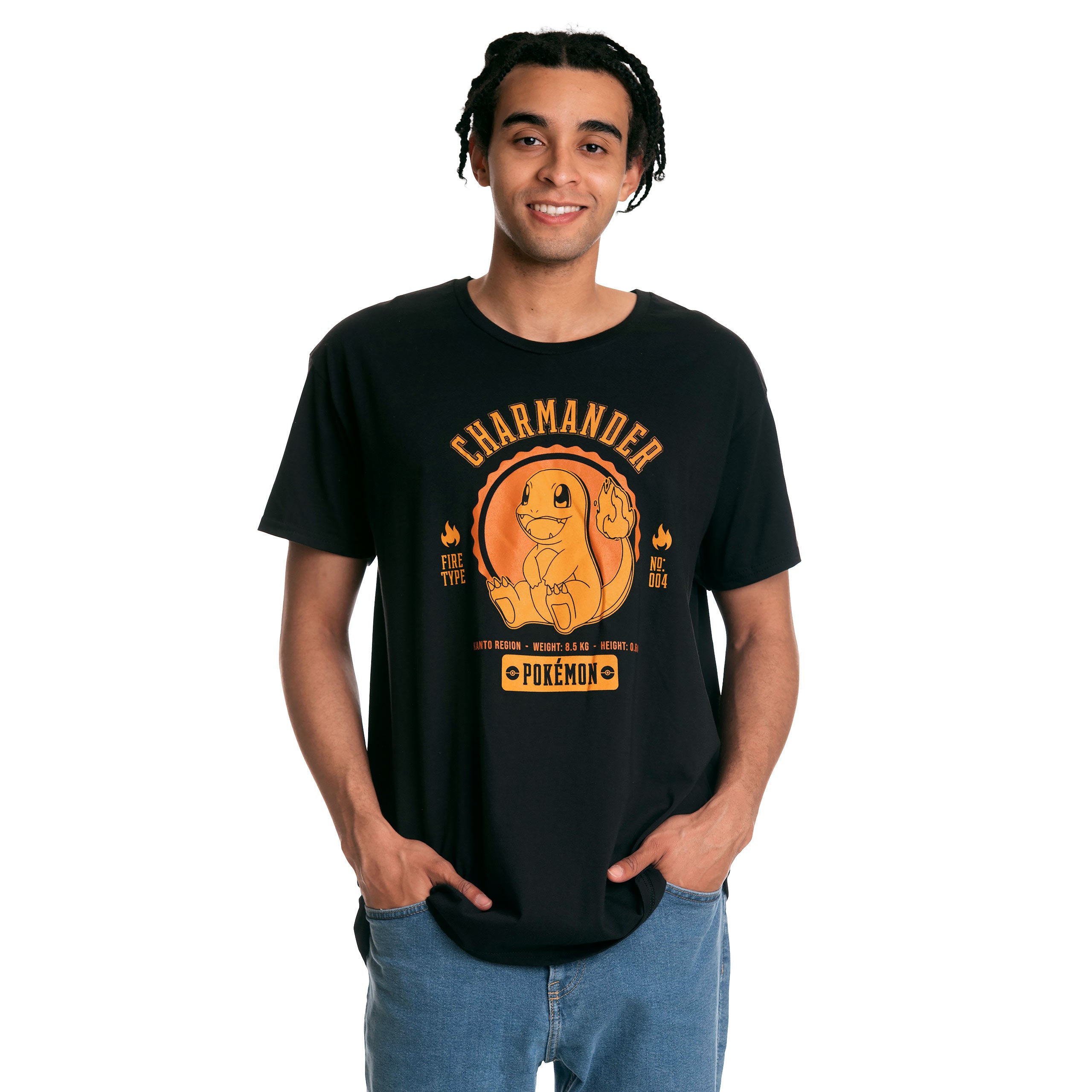 Imagen del producto Pokemon - Camiseta universitaria de Charmander negra