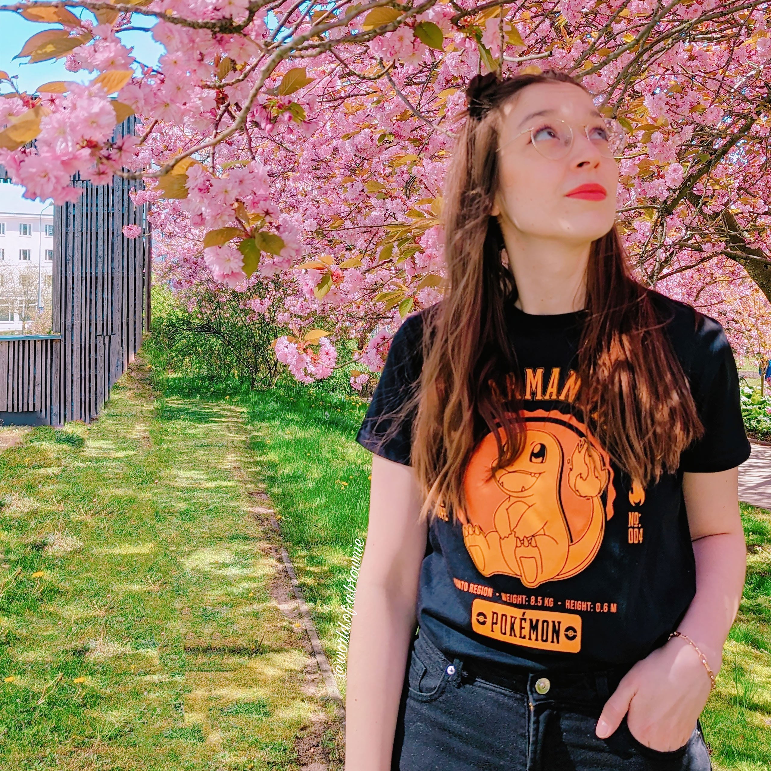 Imagen del producto Pokemon - Camiseta universitaria de Charmander negra