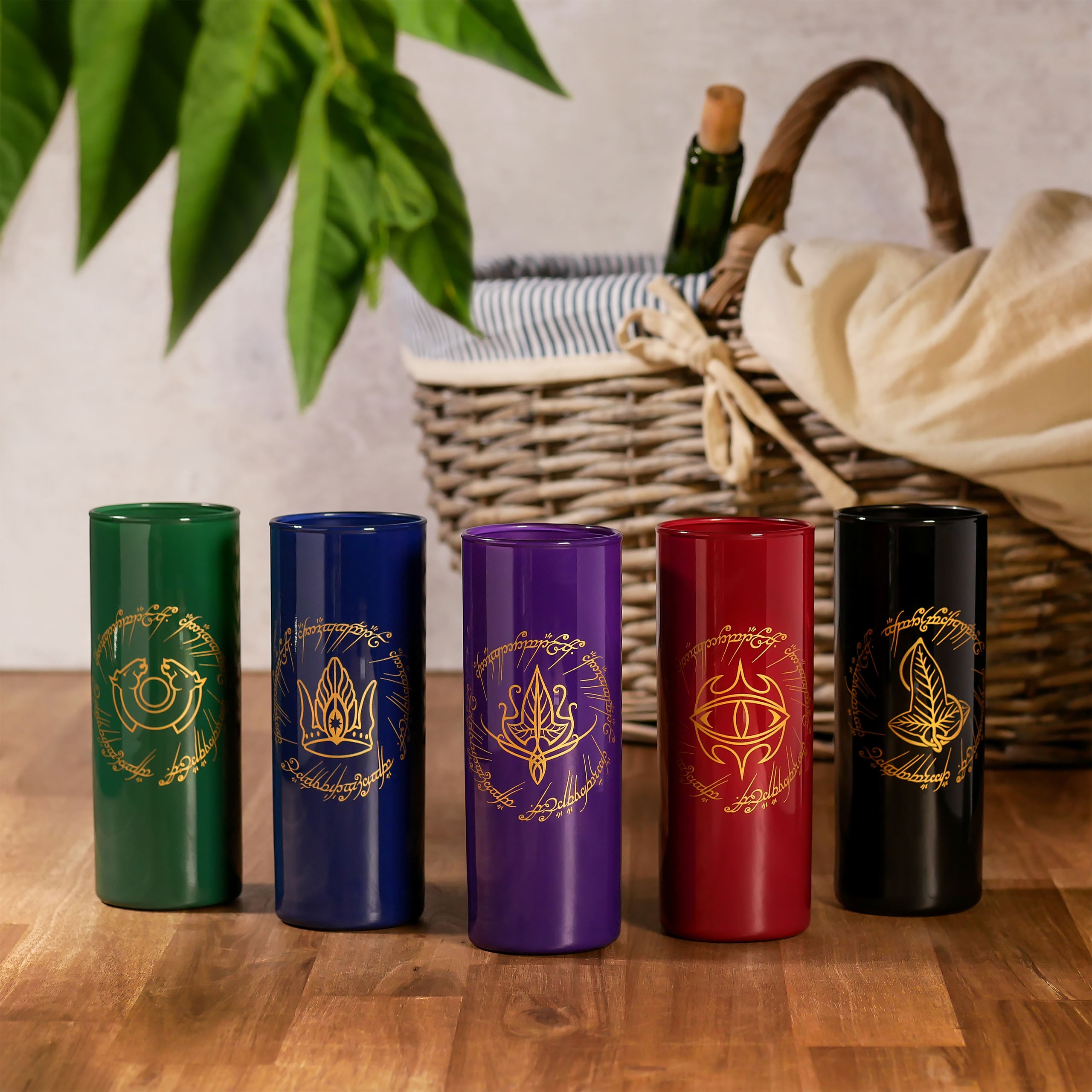 Imagen del producto Juego de vasos de 5 piezas con símbolo de la Tierra Media - El Señor de los Anillos