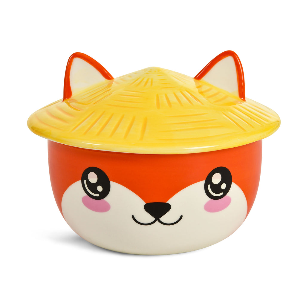 Imagen del producto Tazón Kawaii de zorro con tapa para fans del Anime