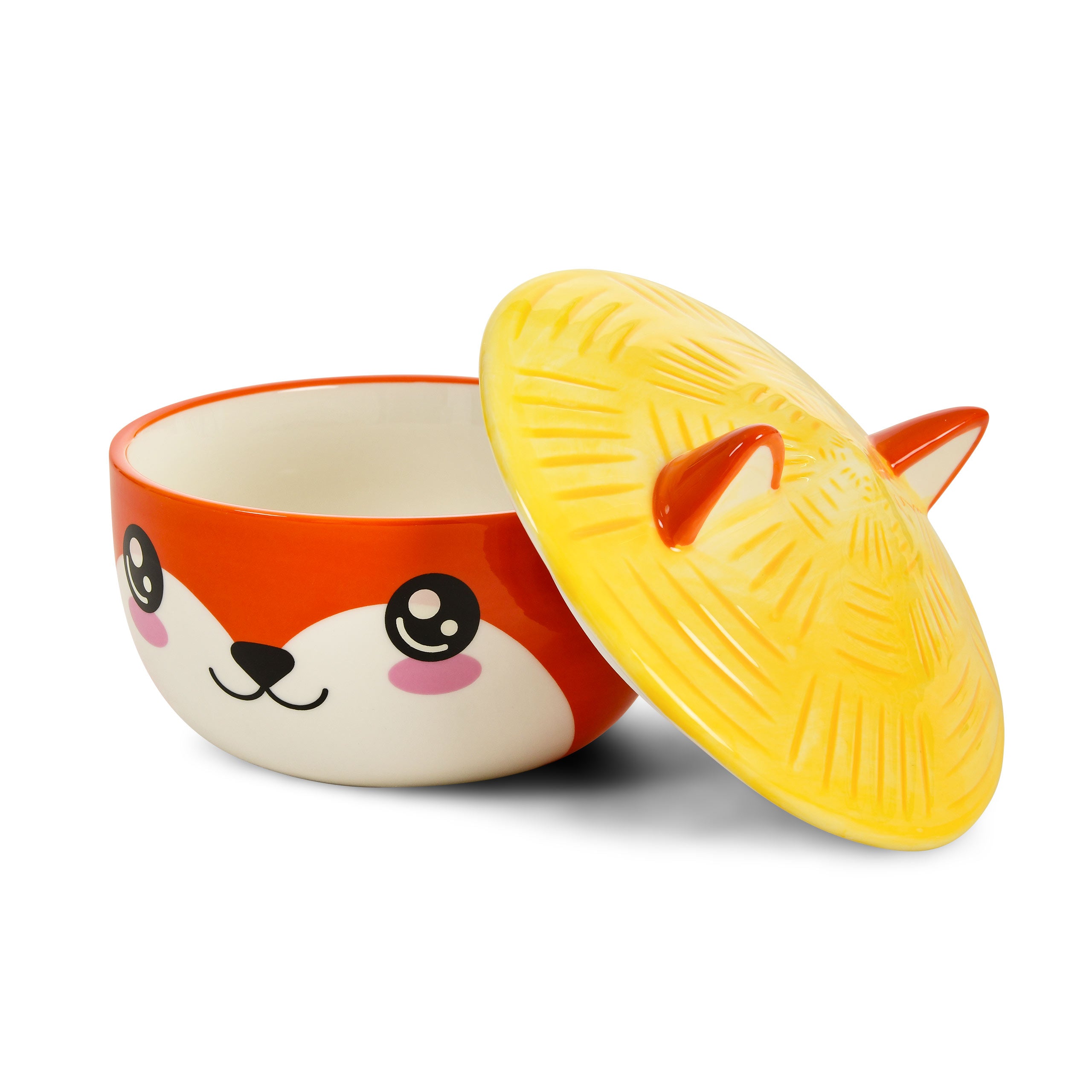 Imagen del producto Tazón Kawaii de zorro con tapa para fans del Anime