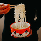 Imagen del producto Tazón Kawaii de zorro con tapa para fans del Anime
