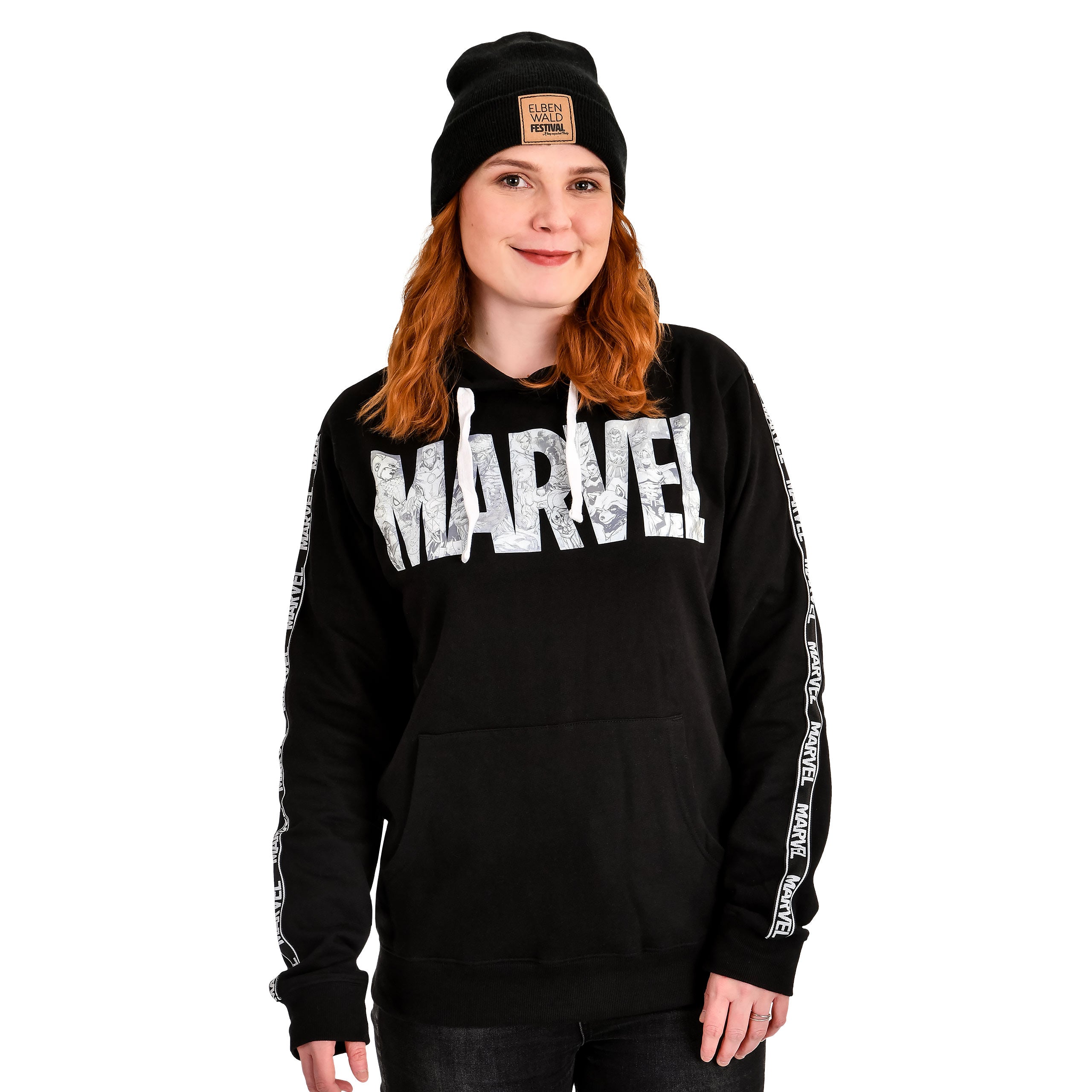 Imagen del producto Marvel - Sudadera con capucha negra con logotipo de cómic