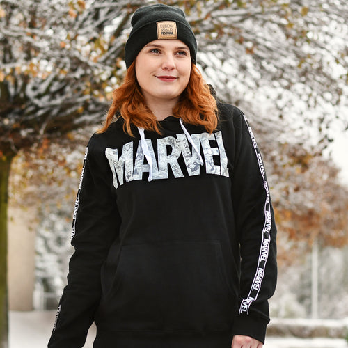 Imagen del producto Marvel - Sudadera con capucha negra con logotipo de cómic