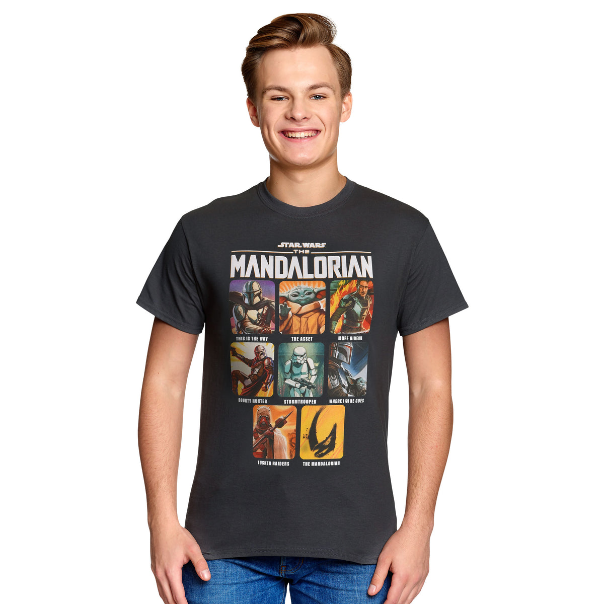 Imagen del producto Camiseta de personajes de The Mandalorian gris - Star Wars