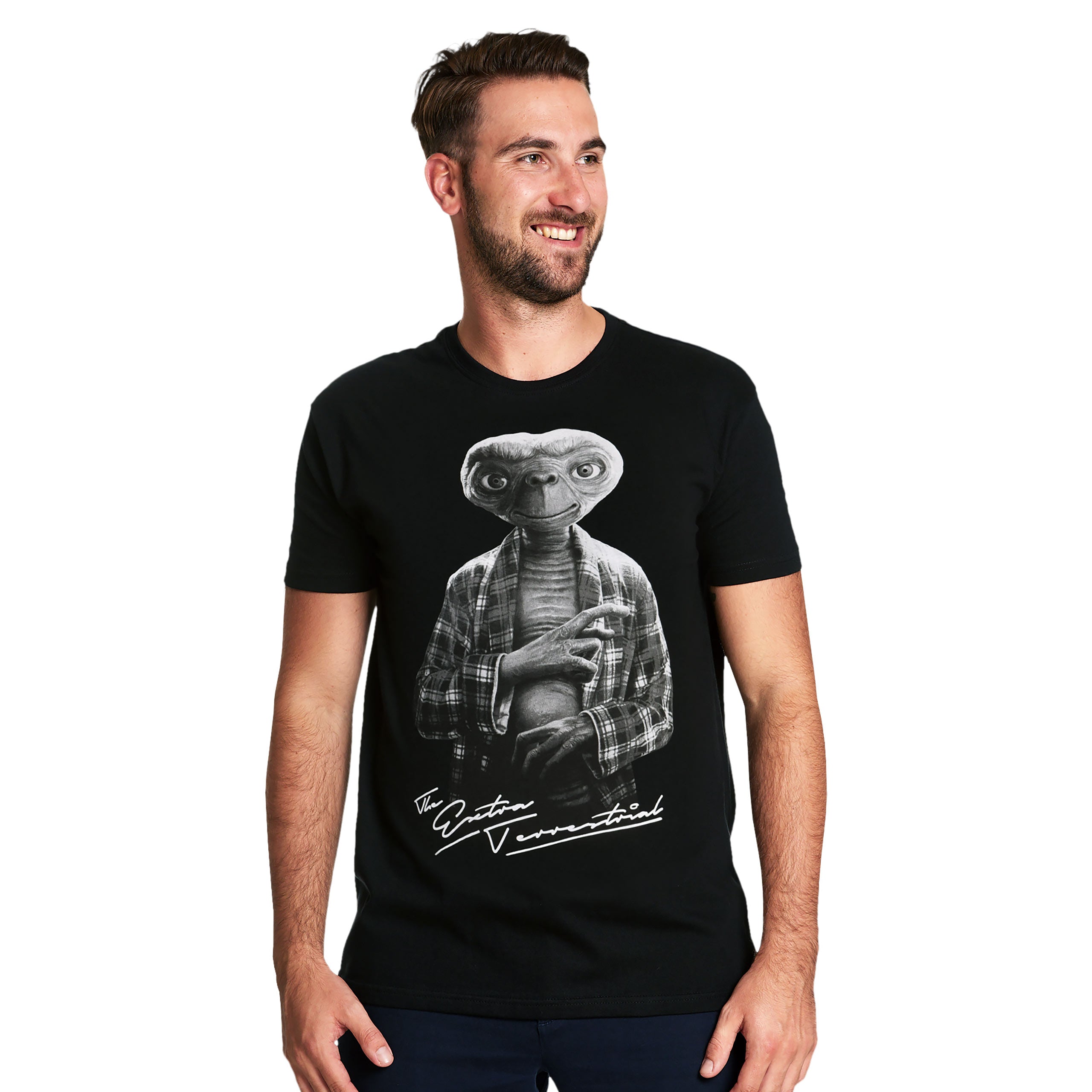 Imagen del producto E.T. - Camiseta de personaje monocromático negro