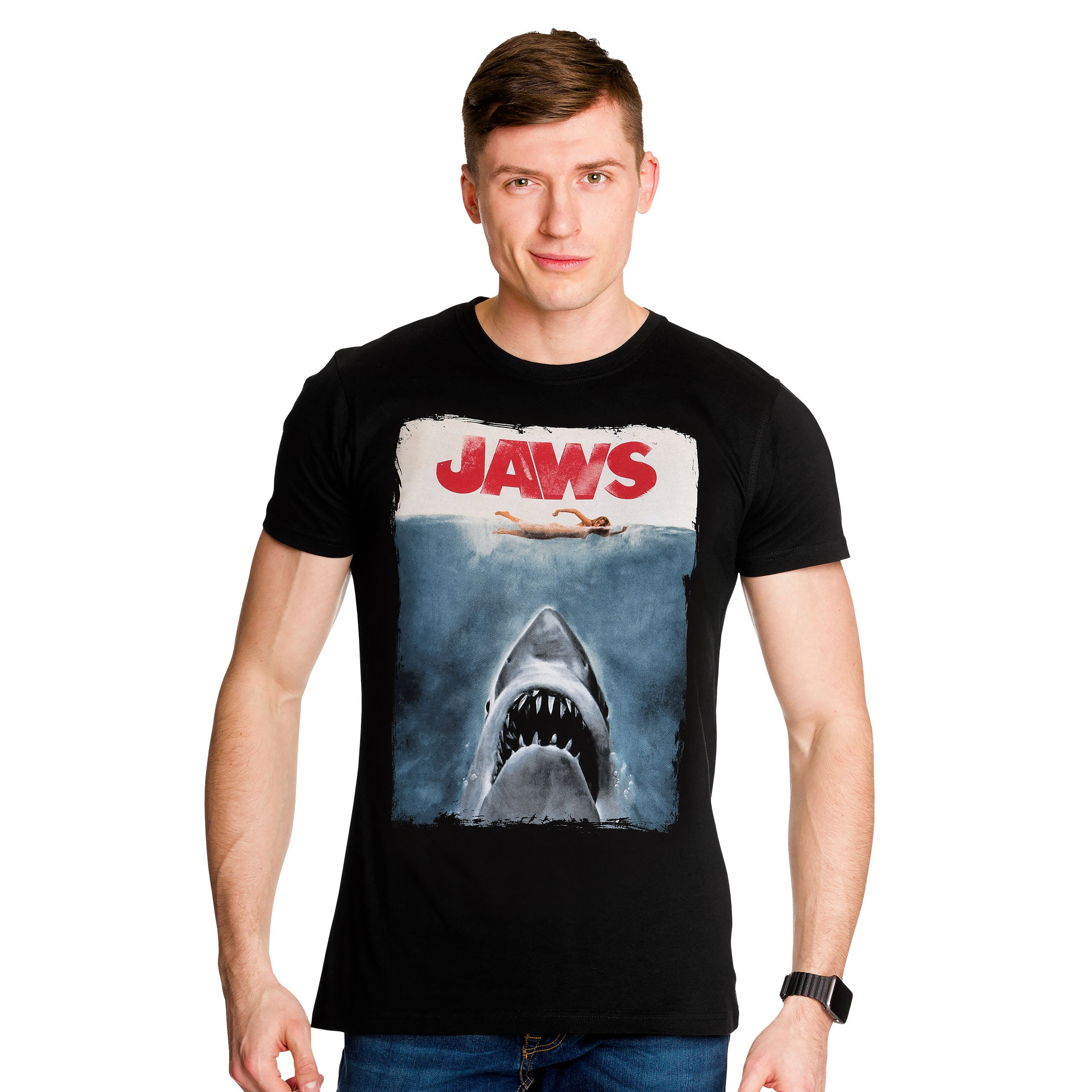 Imagen del producto Tiburón - Camiseta negra con póster de Jaws
