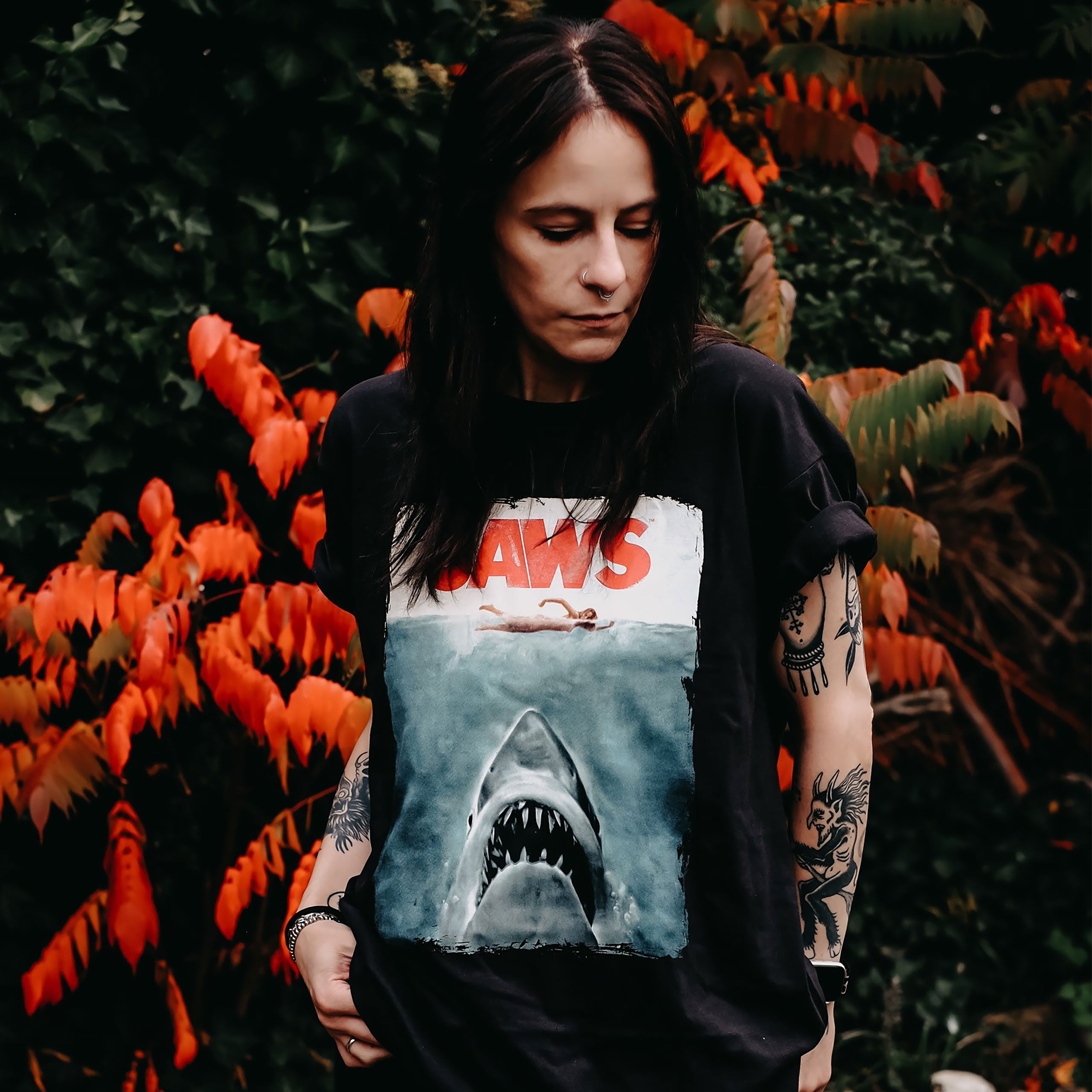 Imagen del producto Tiburón - Camiseta negra con póster de Jaws