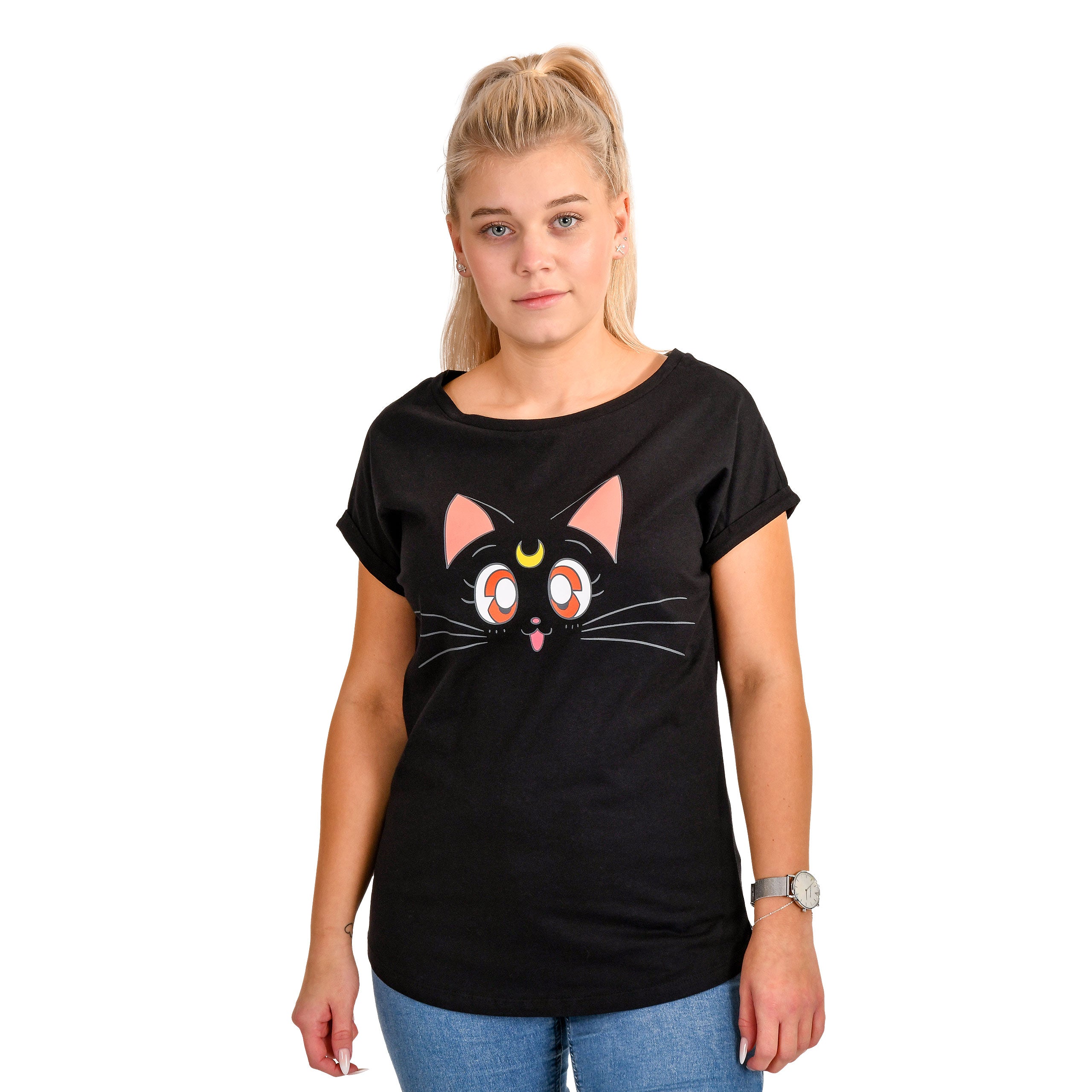 Imagen del producto Sailor Moon - Camiseta de Luna para mujer, color negro