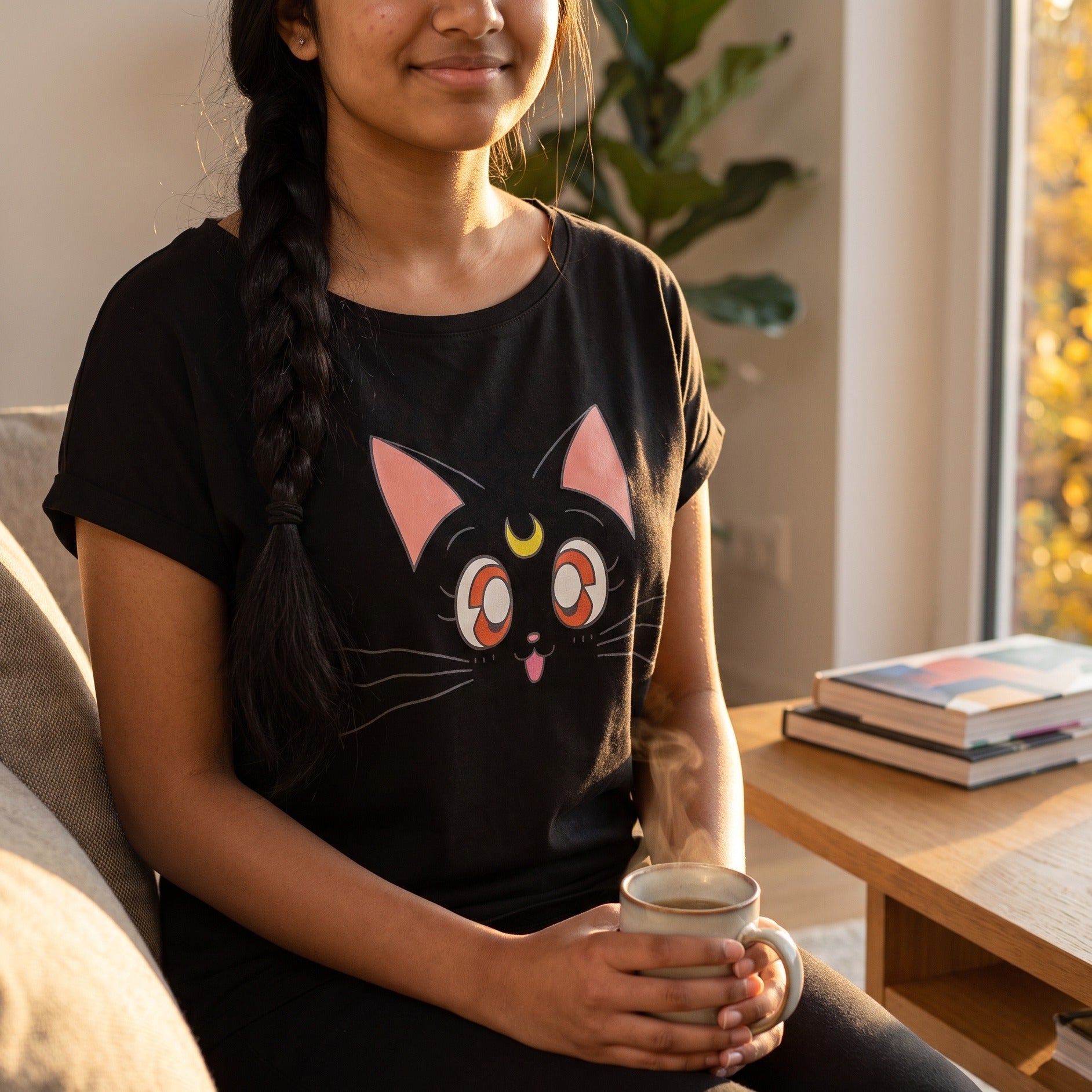 Imagen del producto Sailor Moon - Camiseta de Luna para mujer, color negro