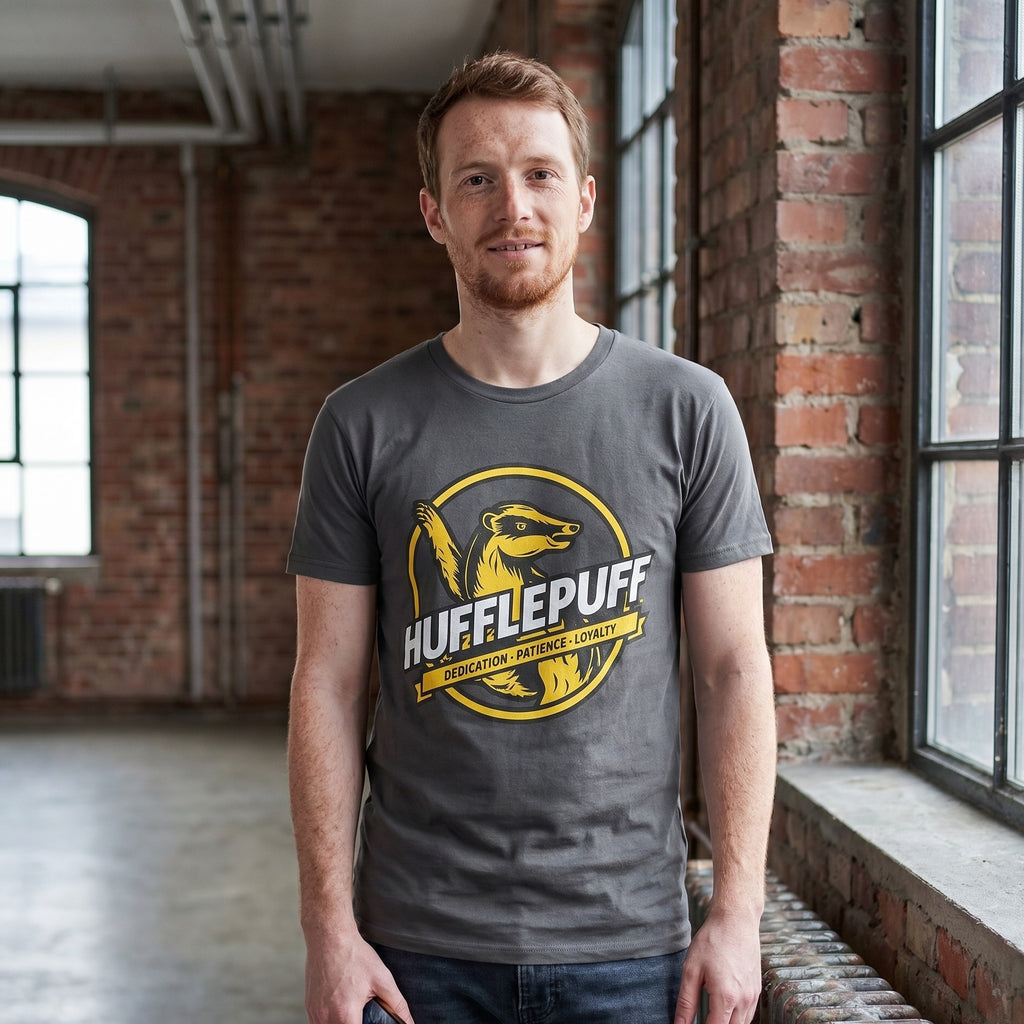 Imagen del producto Camiseta gris de Hufflepuff House Values - Harry Potter