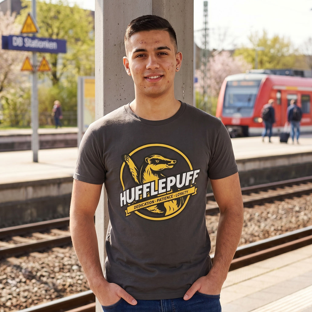 Imagen del producto Camiseta gris de Hufflepuff House Values - Harry Potter