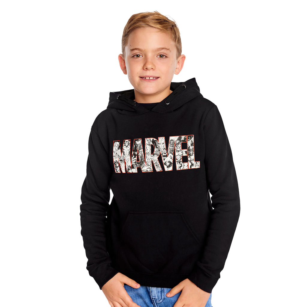 Imagen del producto Sudadera con capucha para niños Marvel Comic Logo negra