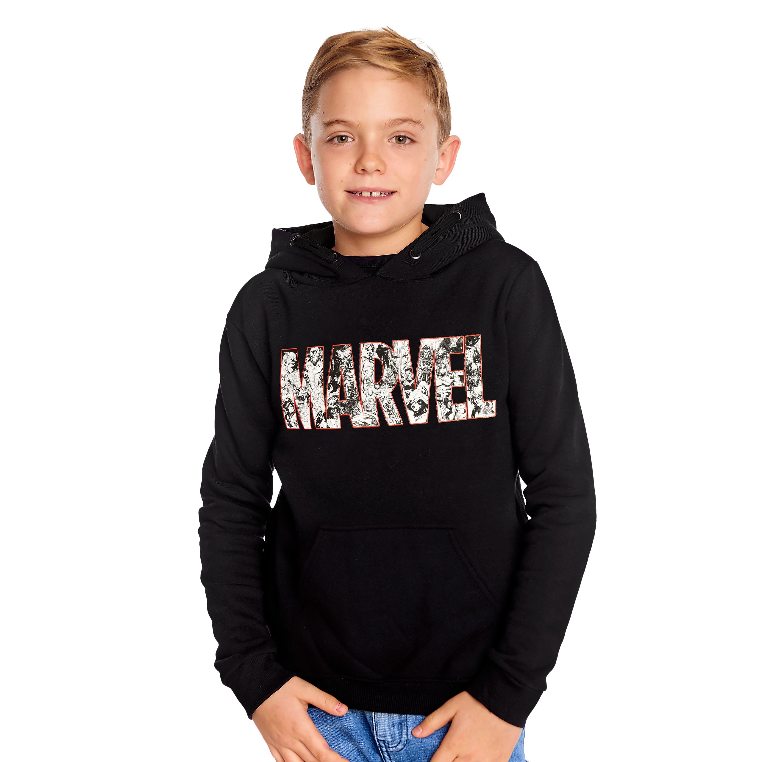 Imagen del producto Sudadera con capucha para niños Marvel Comic Logo negra