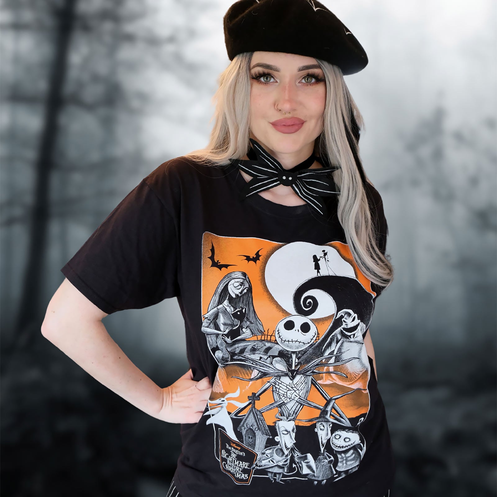 Imagen del producto Pesadilla antes de Navidad - Camiseta de luna naranja negra