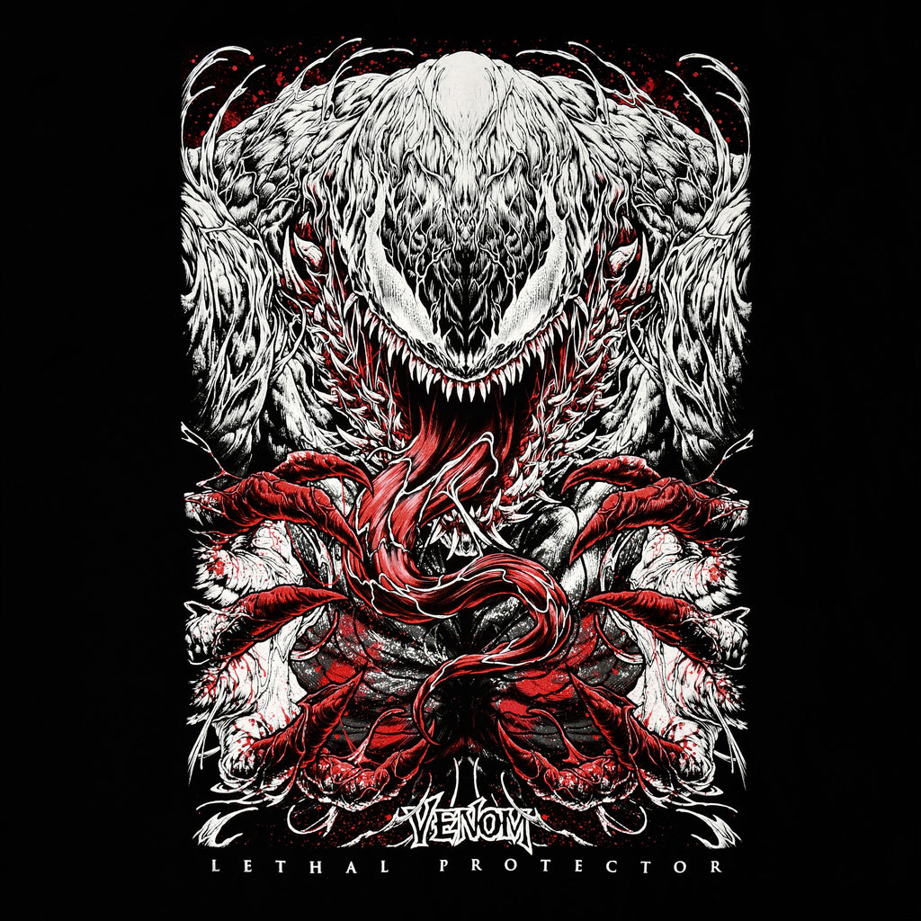 Imagen del producto Venom - Camiseta negra, blanca y sangre