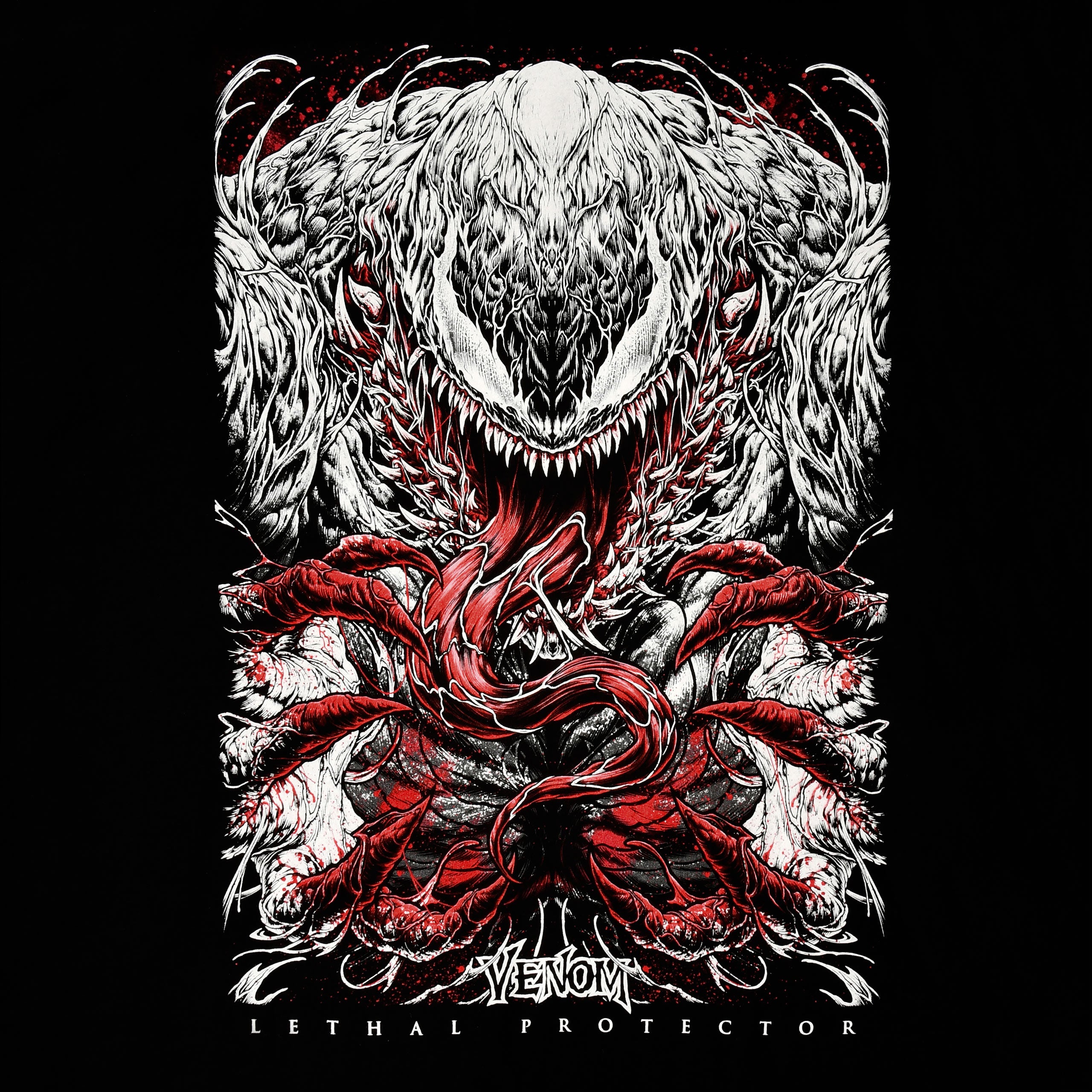 Imagen del producto Venom - Camiseta negra, blanca y sangre