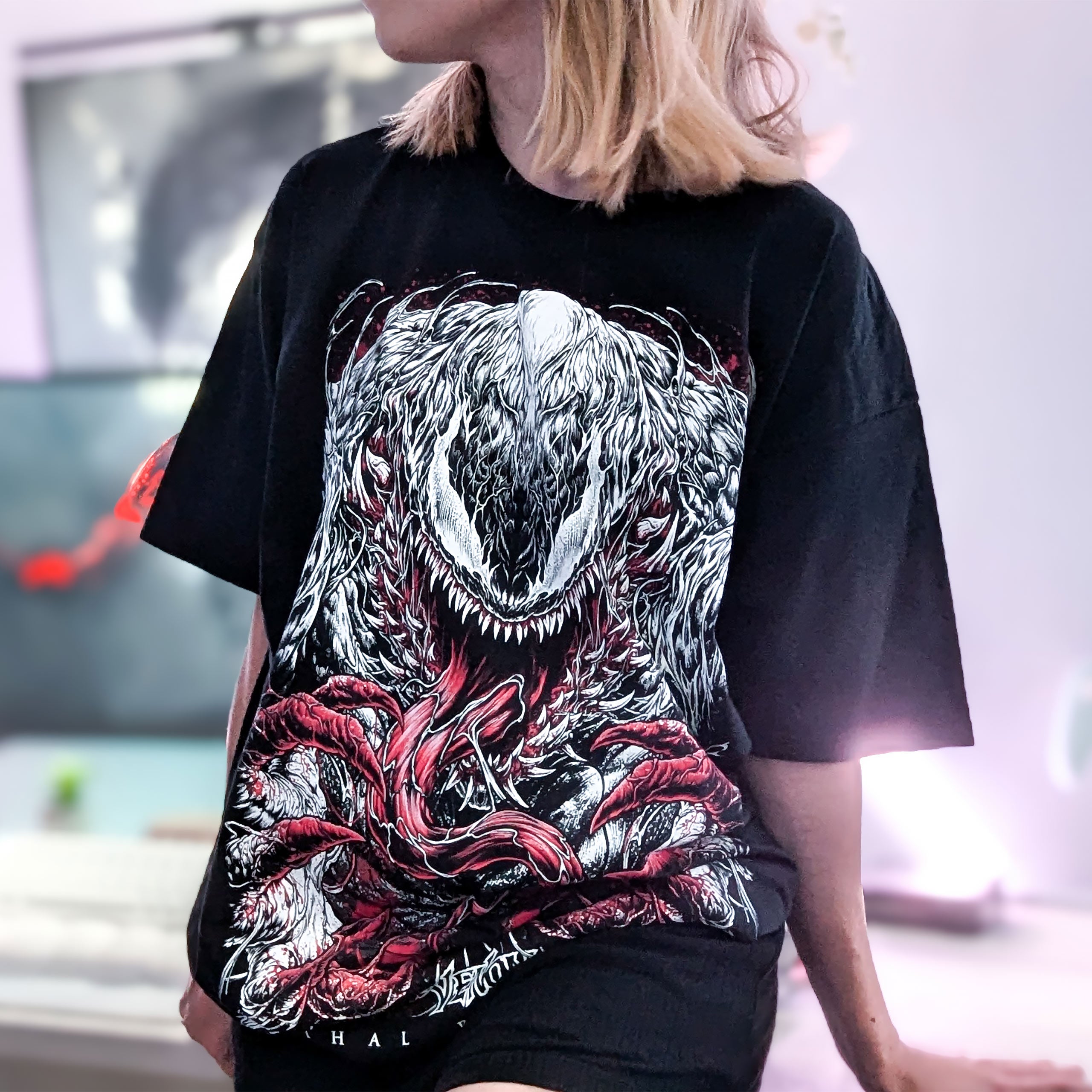 Imagen del producto Venom - Camiseta negra, blanca y sangre