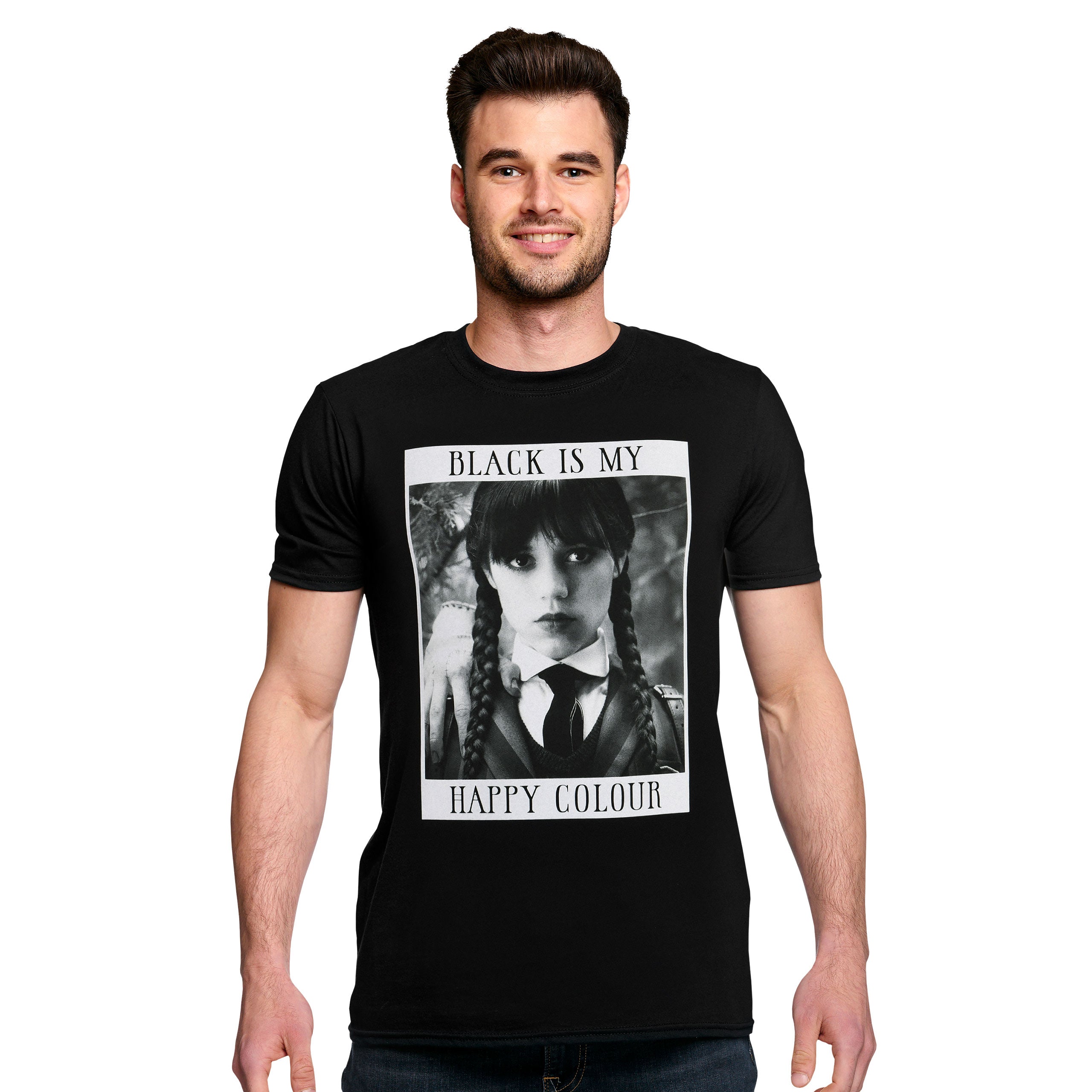 Imagen del producto Miércoles - Camiseta negra 'El negro es mi color feliz'