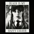 Imagen del producto Miércoles - Camiseta negra 'El negro es mi color feliz'