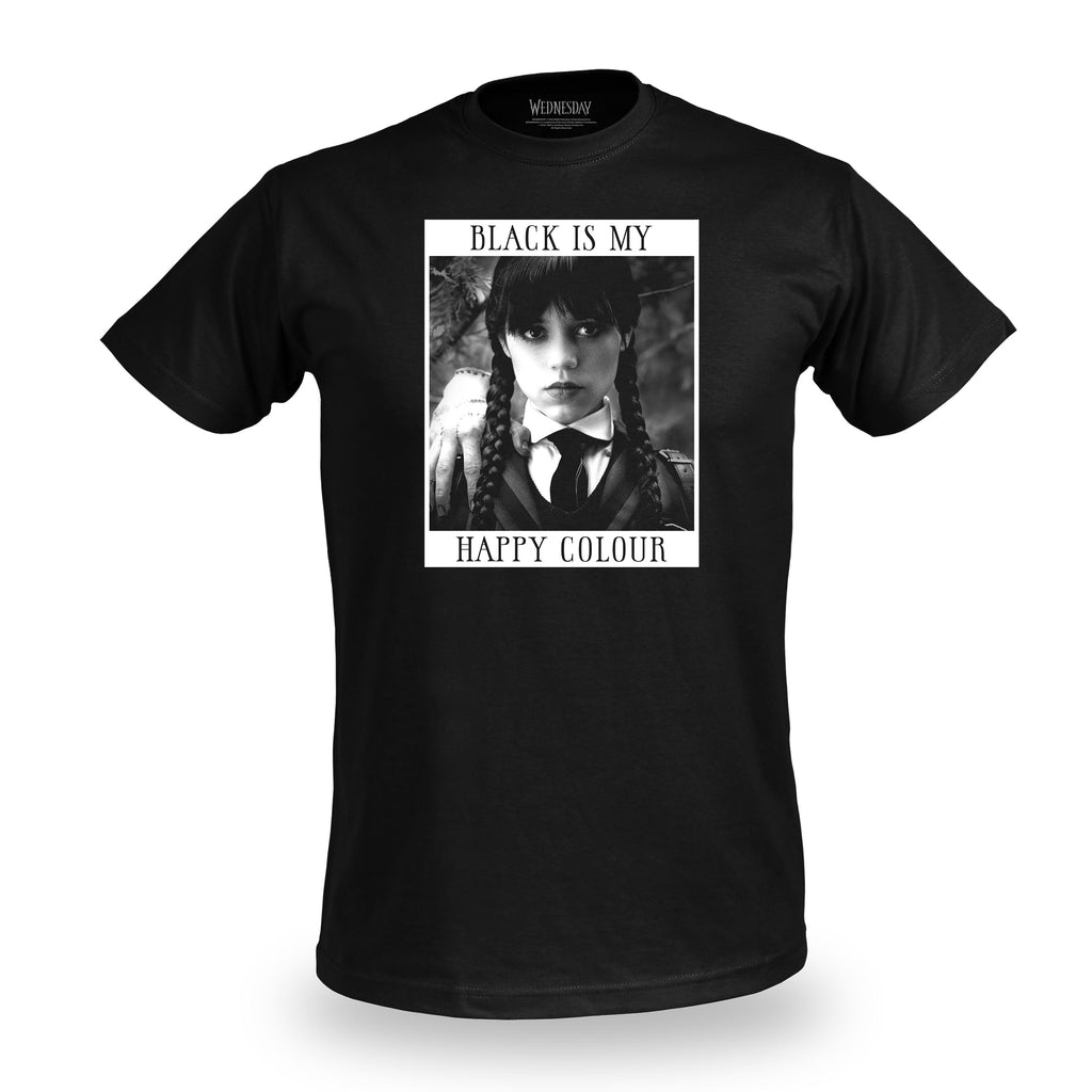 Imagen del producto Miércoles - Camiseta negra 'El negro es mi color feliz'