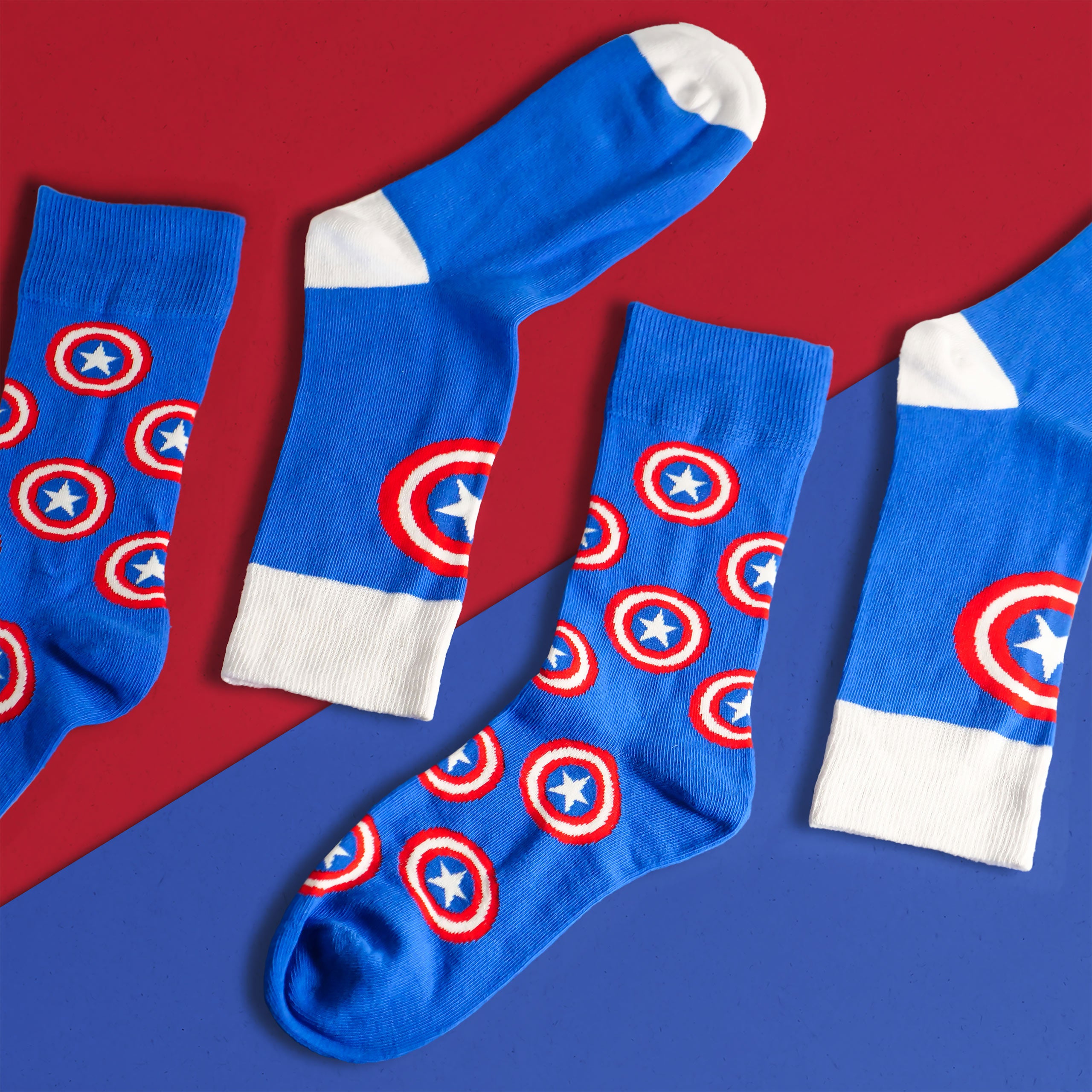 Imagen del producto Captain America - Conjunto de 2 calcetines con el logo de Shield azul