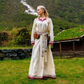 Imagen del producto Vestido vikingo Lagertha beige-rojo
