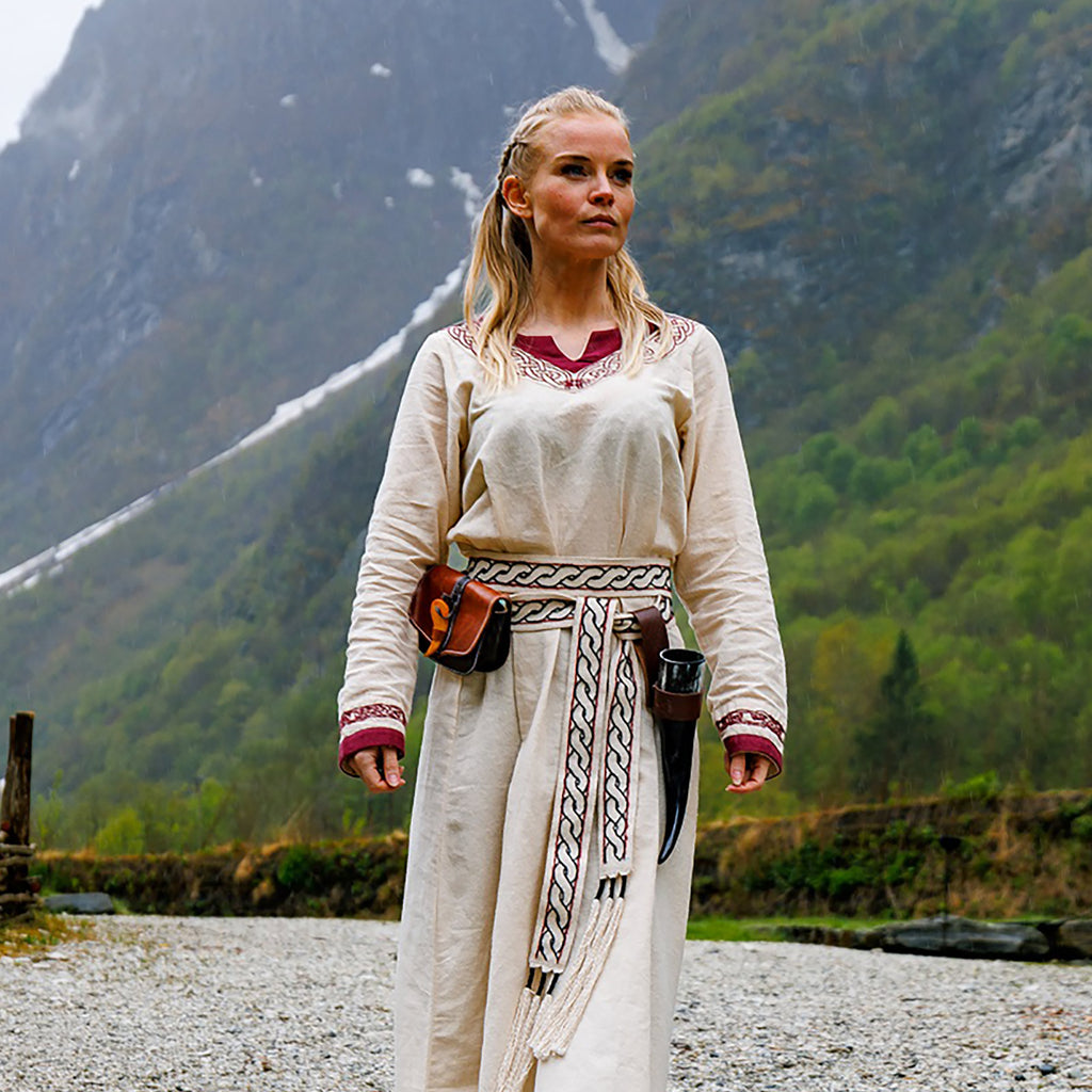 Imagen del producto Vestido vikingo Lagertha beige-rojo