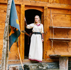 Imagen del producto Vestido vikingo Lagertha beige-rojo