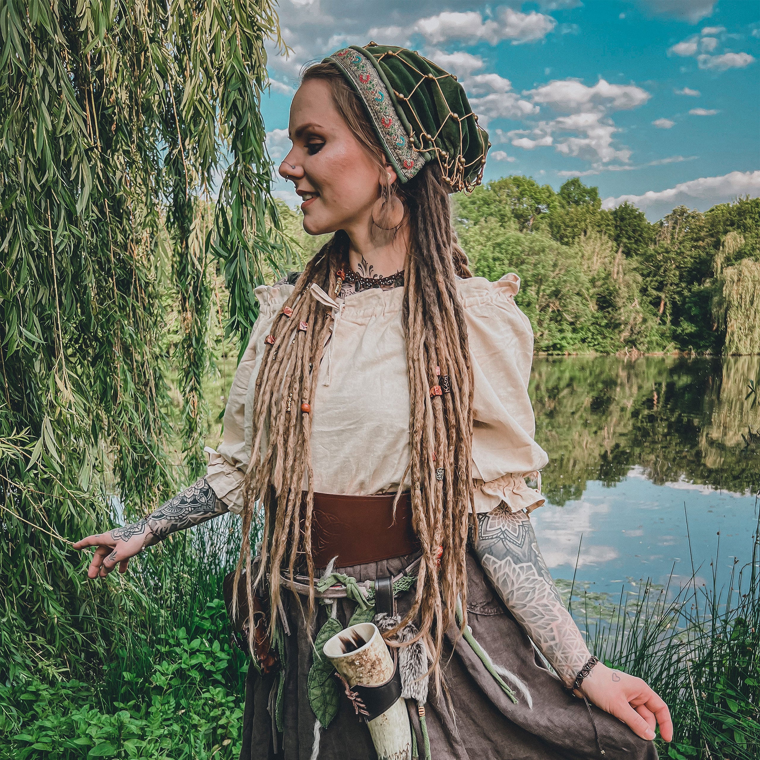 Imagen del producto Blusa medieval de manga corta Vera en cáñamo