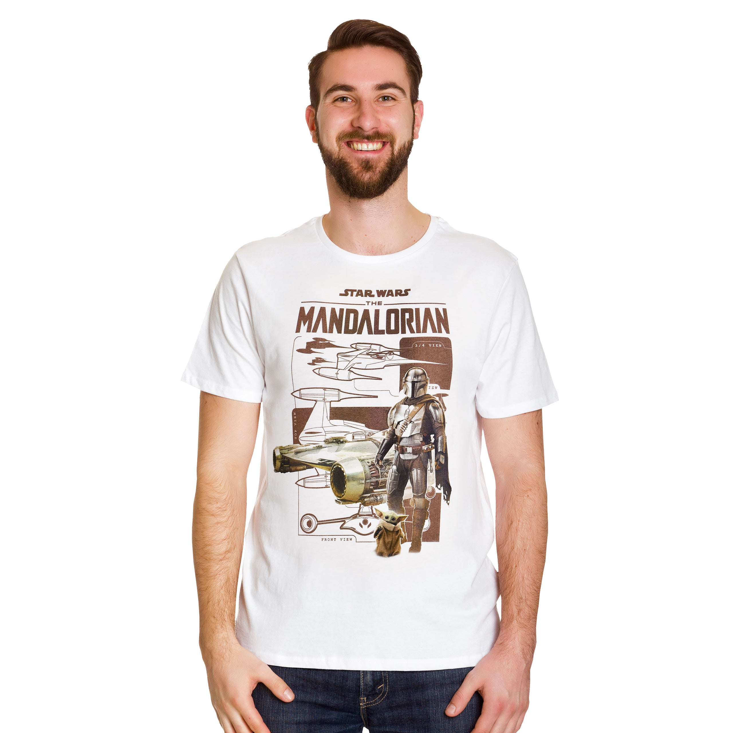 Imagen del producto Camiseta blanca de Grogu y Mandaloriano - Star Wars The Mandalorian