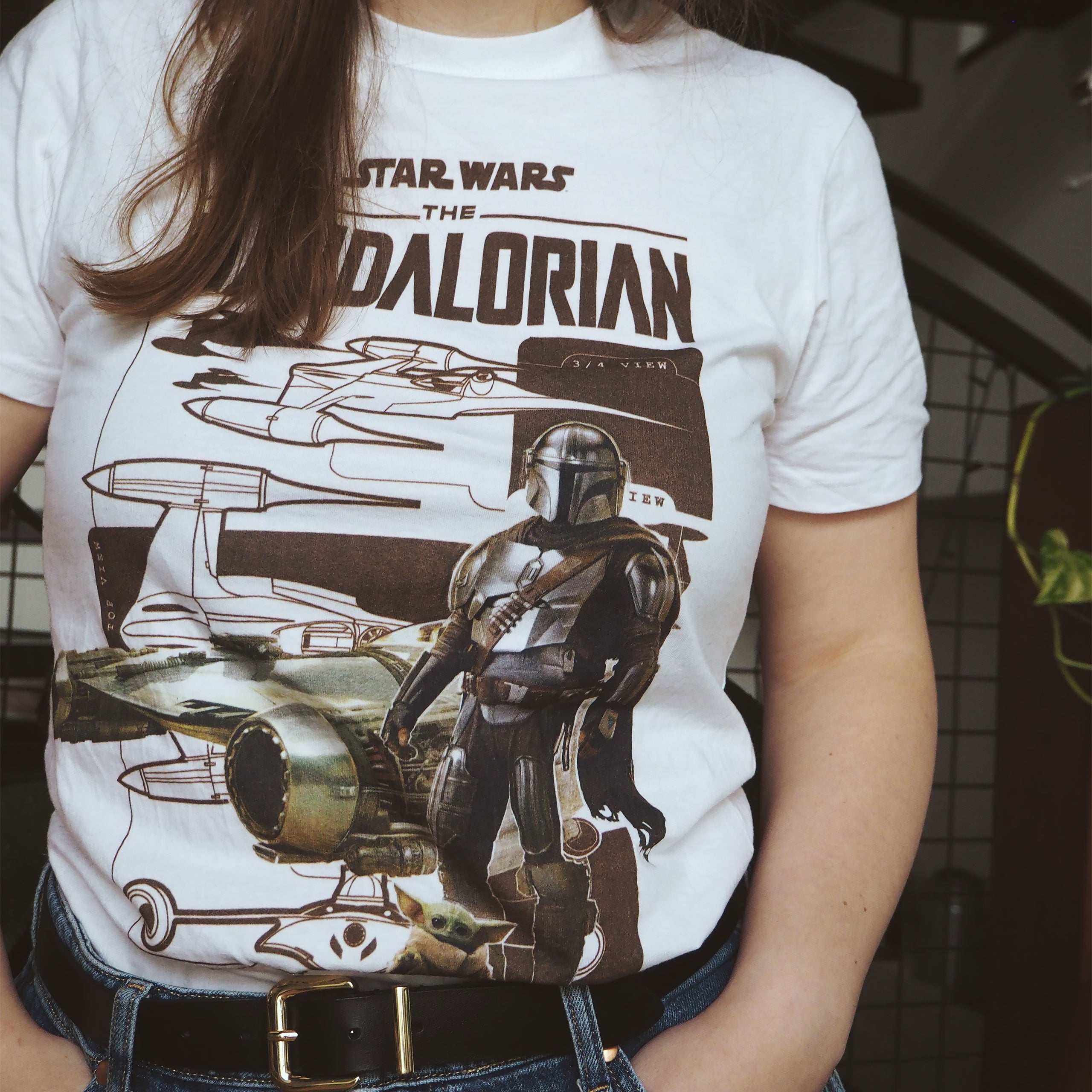 Imagen del producto Camiseta blanca de Grogu y Mandaloriano - Star Wars The Mandalorian