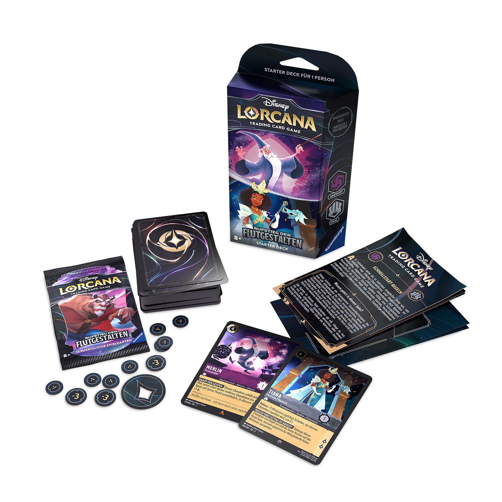 Imagen del producto Disney Lorcana Amatista y Acero Starter Set - Ascenso de las Formas de Marea Juego de Cartas Coleccionables