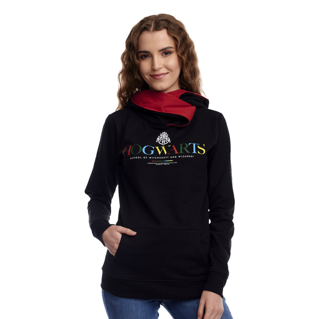 Imagen del producto Hoodie de Hogwarts con cuello bufanda negro - Harry Potter