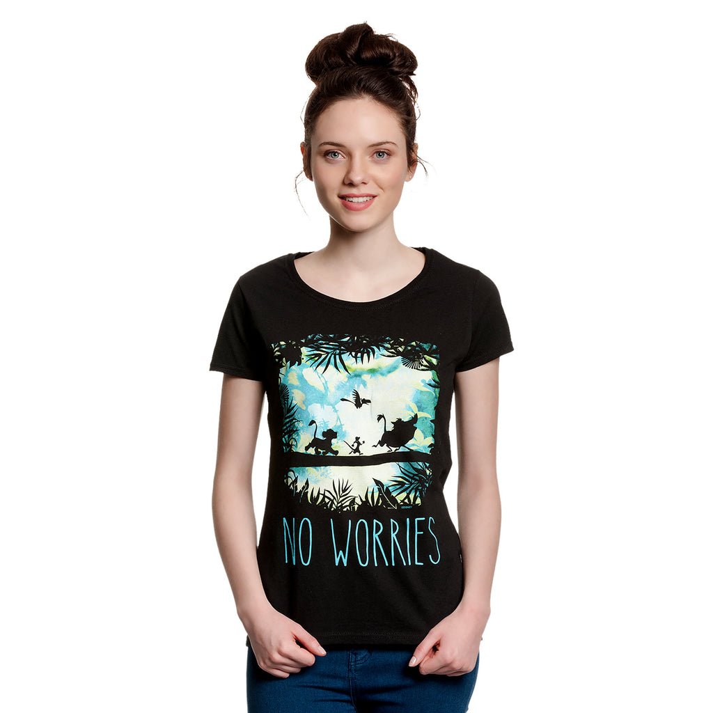 Imagen del producto El Rey León - Camiseta para mujer No Worries negra