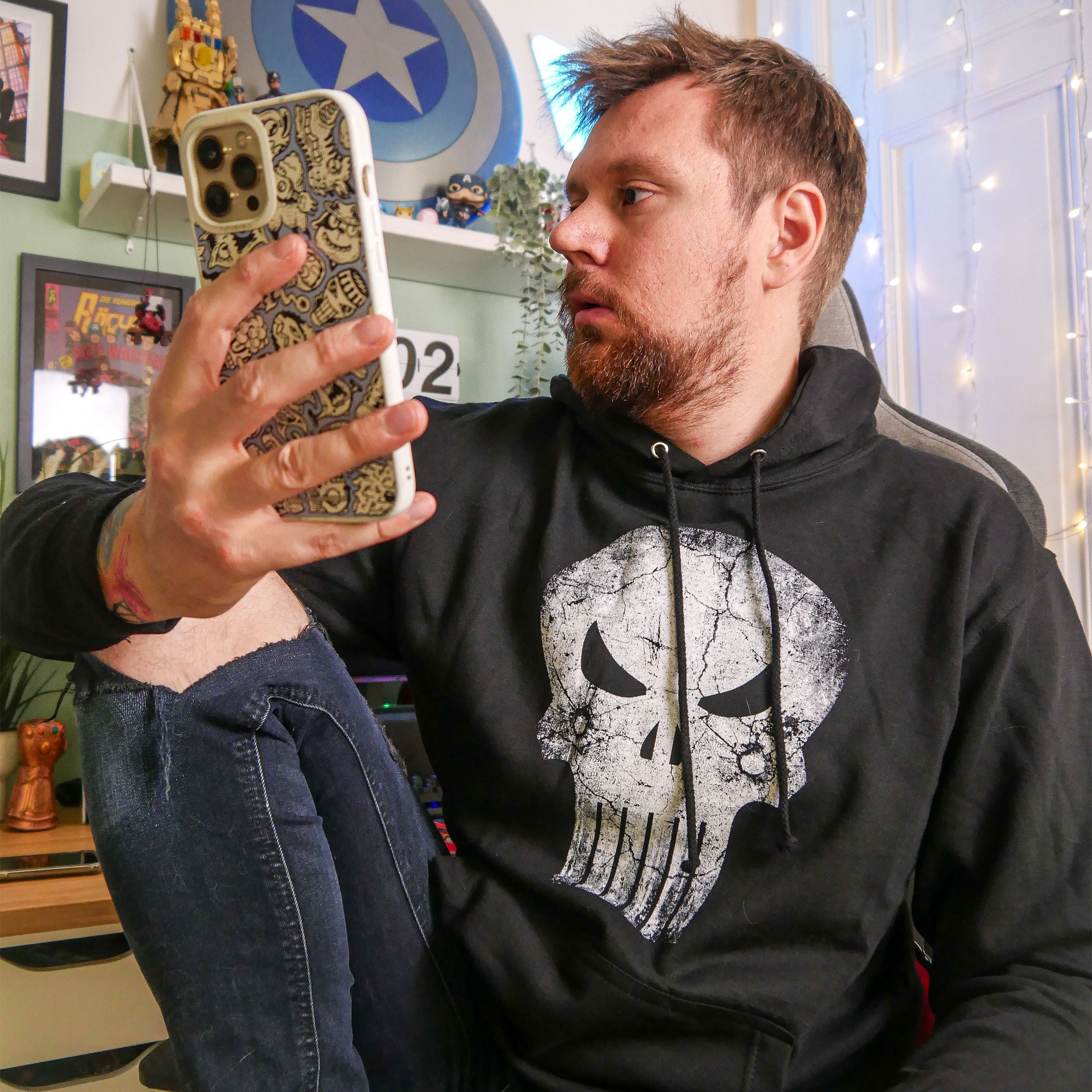 Imagen del producto Punisher - Sudadera con capucha negra 'Punishment Delivered'