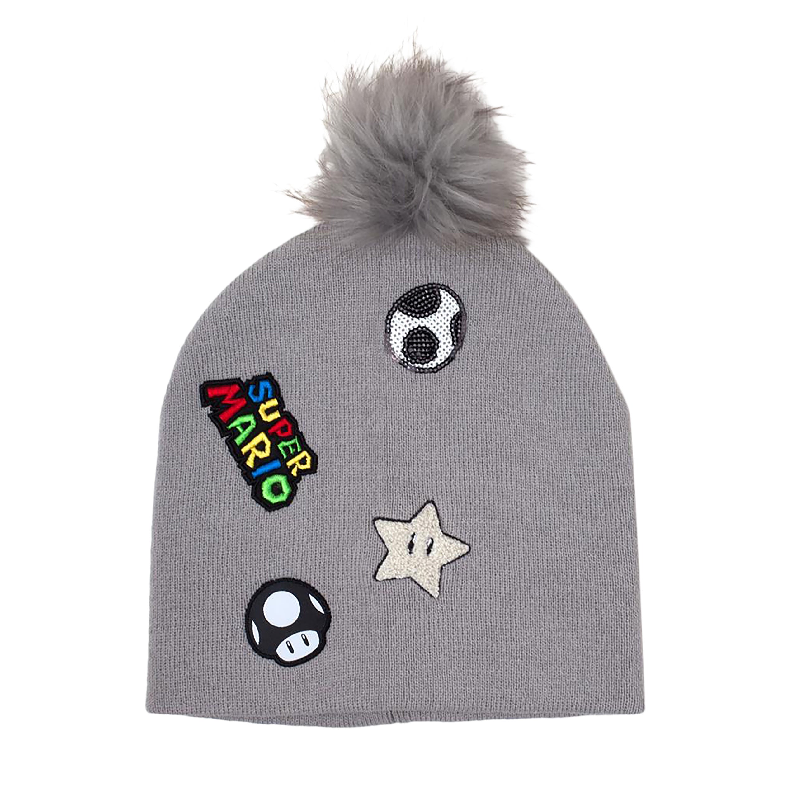 Product image Super Mario - Icons Beanie with Pom Pom Grey