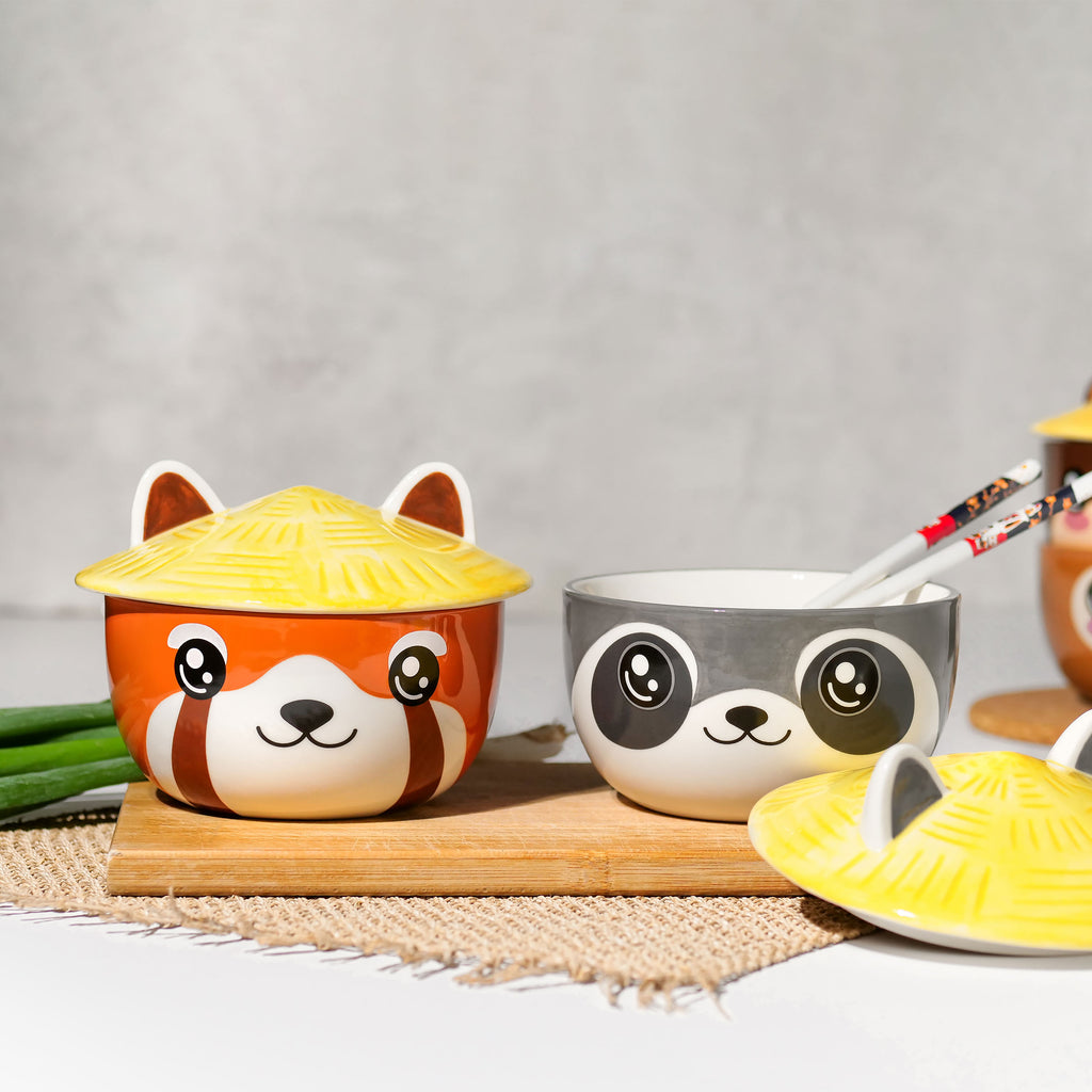 Imagen del producto Tazón Kawaii de Mapache con Tapa para Fans de Anime