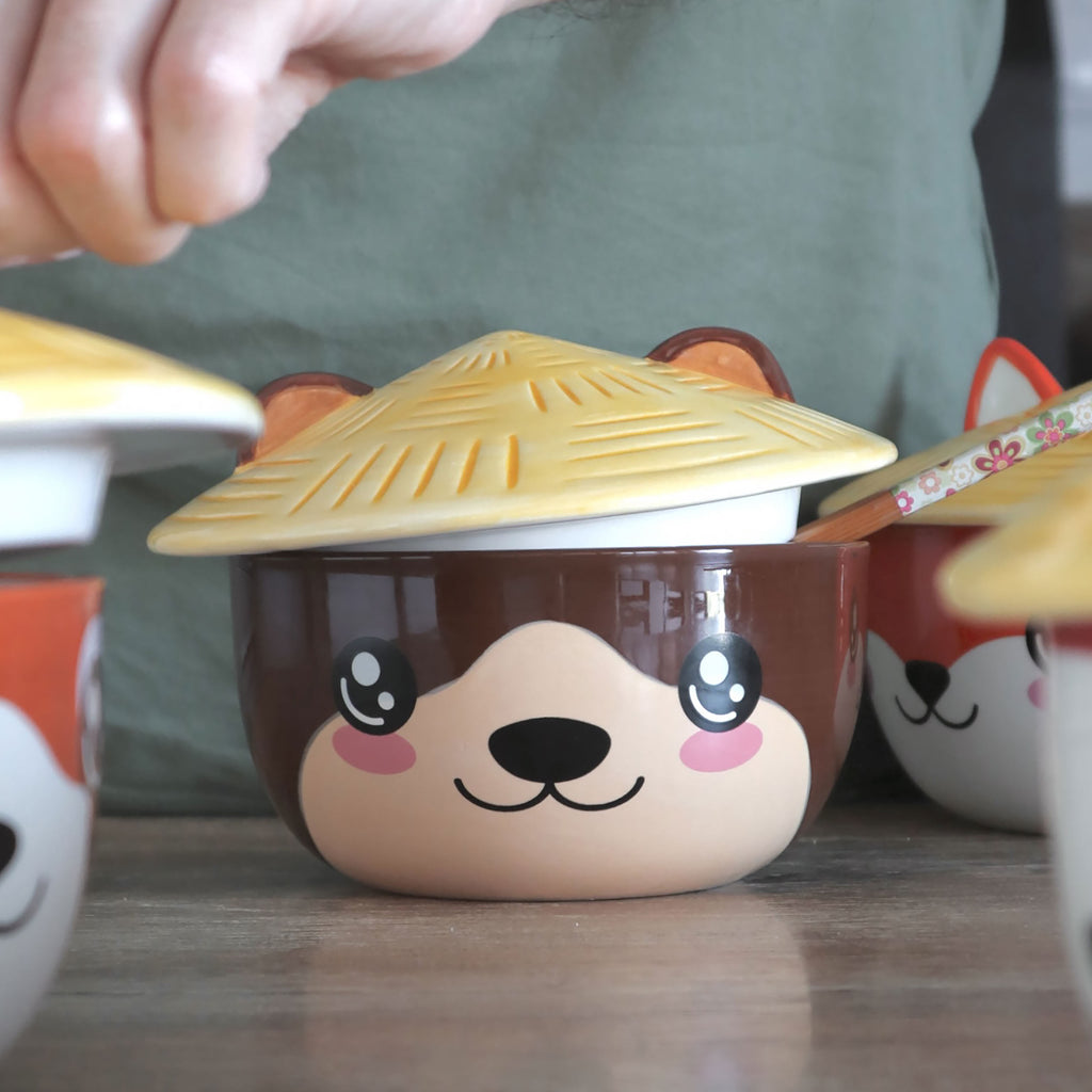 Imagen del producto Tazón Kawaii de Nutria con tapa para fans del Anime