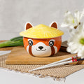 Imagen del producto Tazón Kawaii de Panda Rojo con tapa para fans del Anime