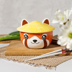 Imagen del producto Tazón Kawaii de Panda Rojo con tapa para fans del Anime