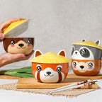 Imagen del producto Tazón Kawaii de Panda Rojo con tapa para fans del Anime