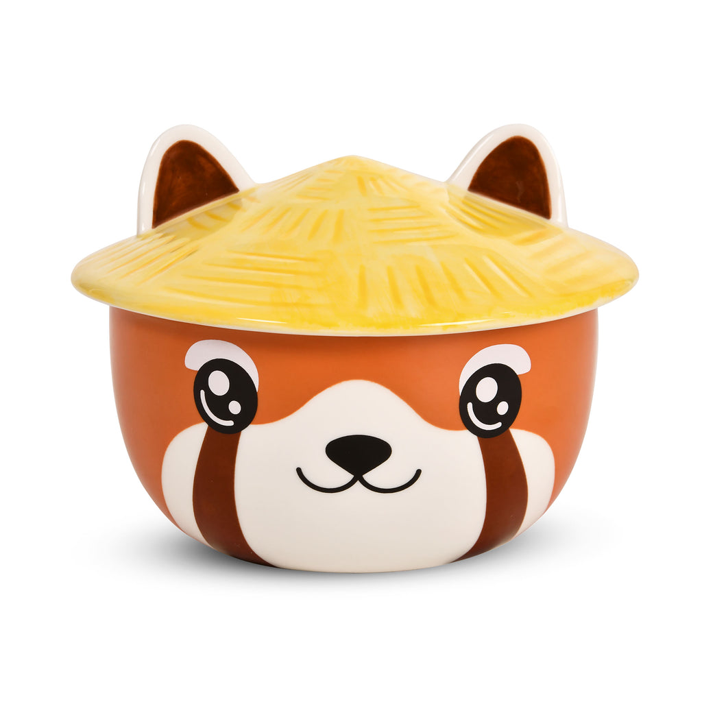 Imagen del producto Tazón Kawaii de Panda Rojo con tapa para fans del Anime