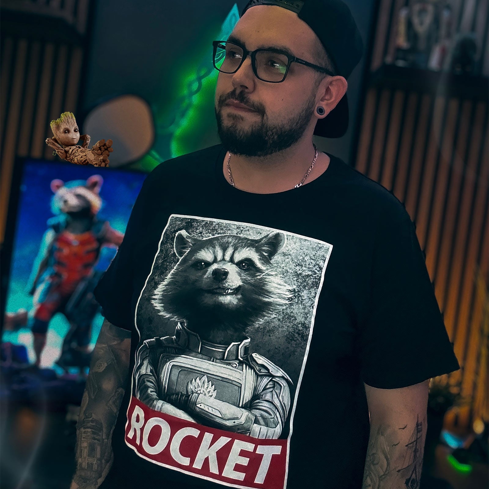 Imagen del producto Camiseta Rocket Raccoon negra - Marvel