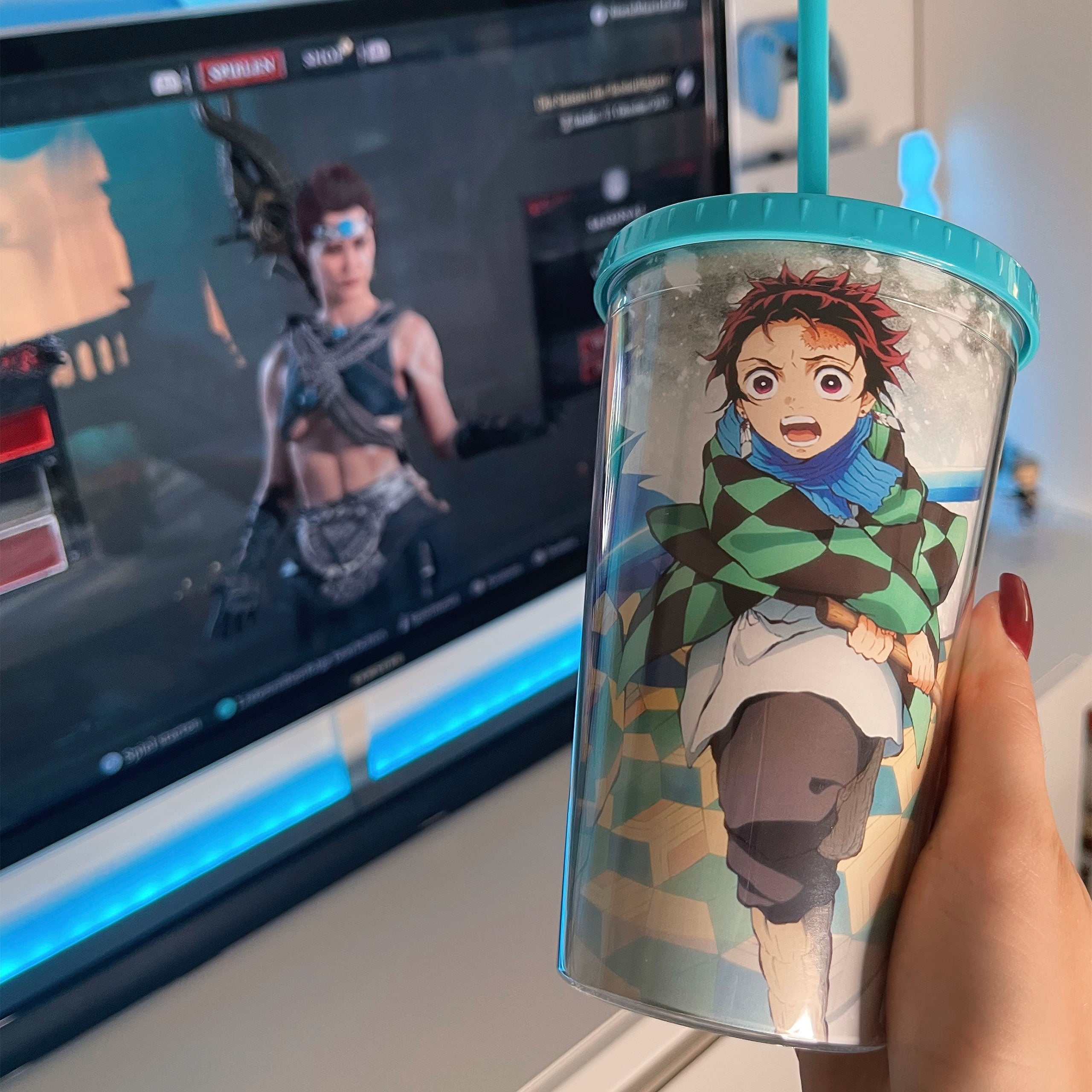 Imagen del producto Demon Slayer - Vaso para beber con pajita de Tanjiro Kamado