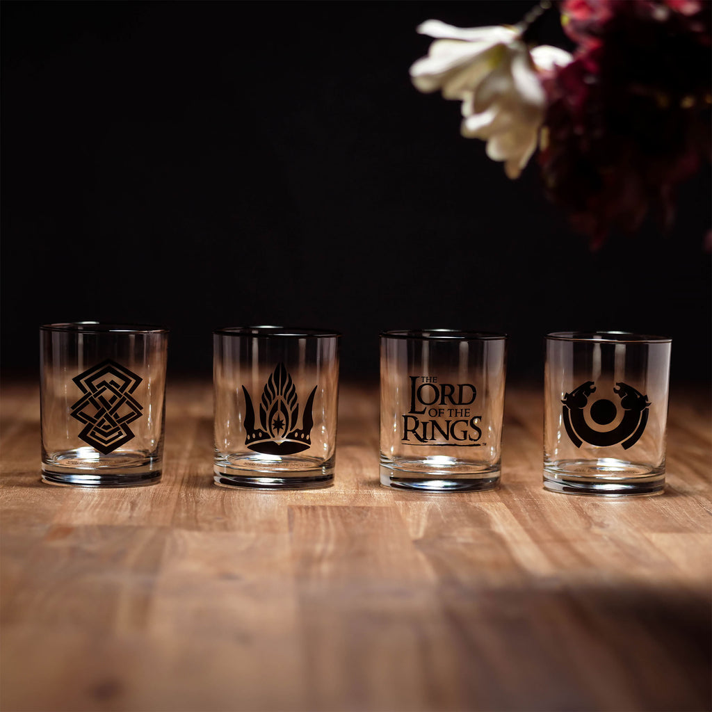 Imagen del producto Set de 4 vasos con símbolos de la Tierra Media - El Señor de los Anillos