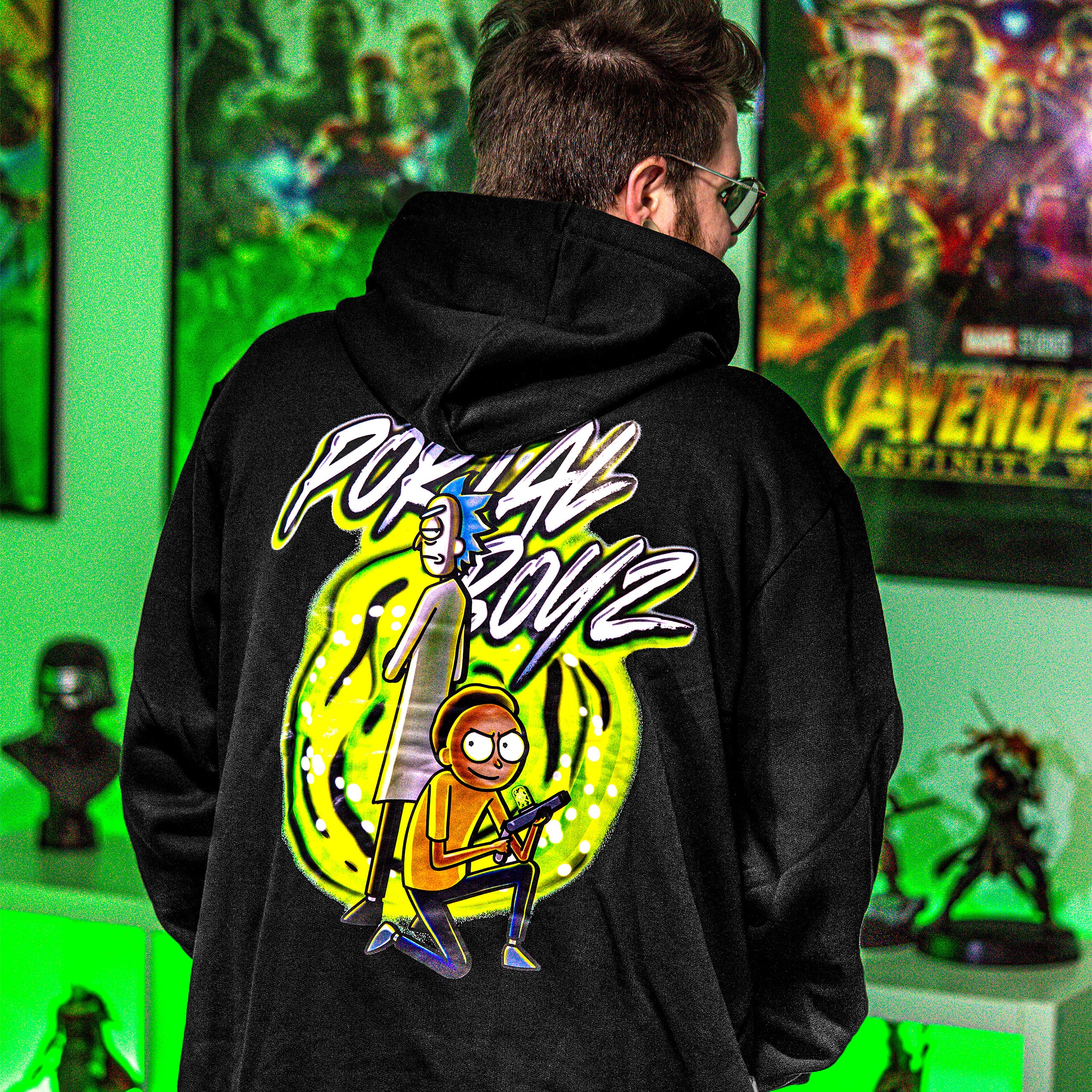 Imagen del producto Rick y Morty - Sudadera con capucha Portal Boyz Glow in the Dark negra