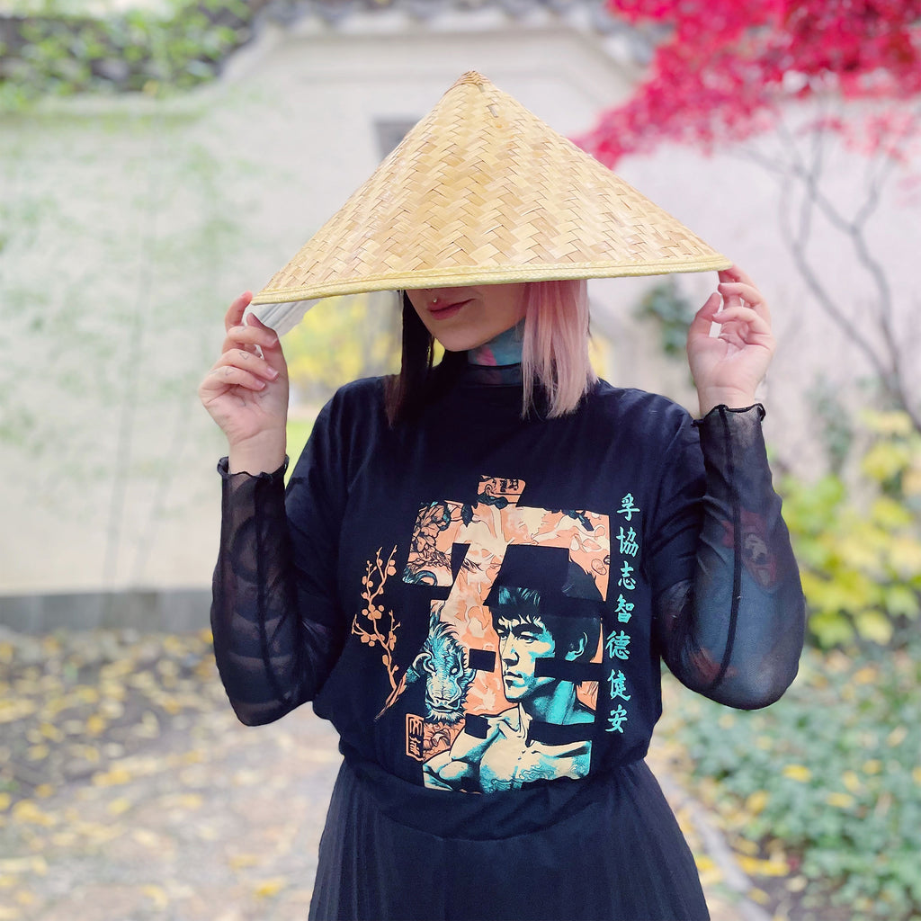 Imagen del producto Camiseta de caligrafía Kung Fu para fans de Bruce Lee negra